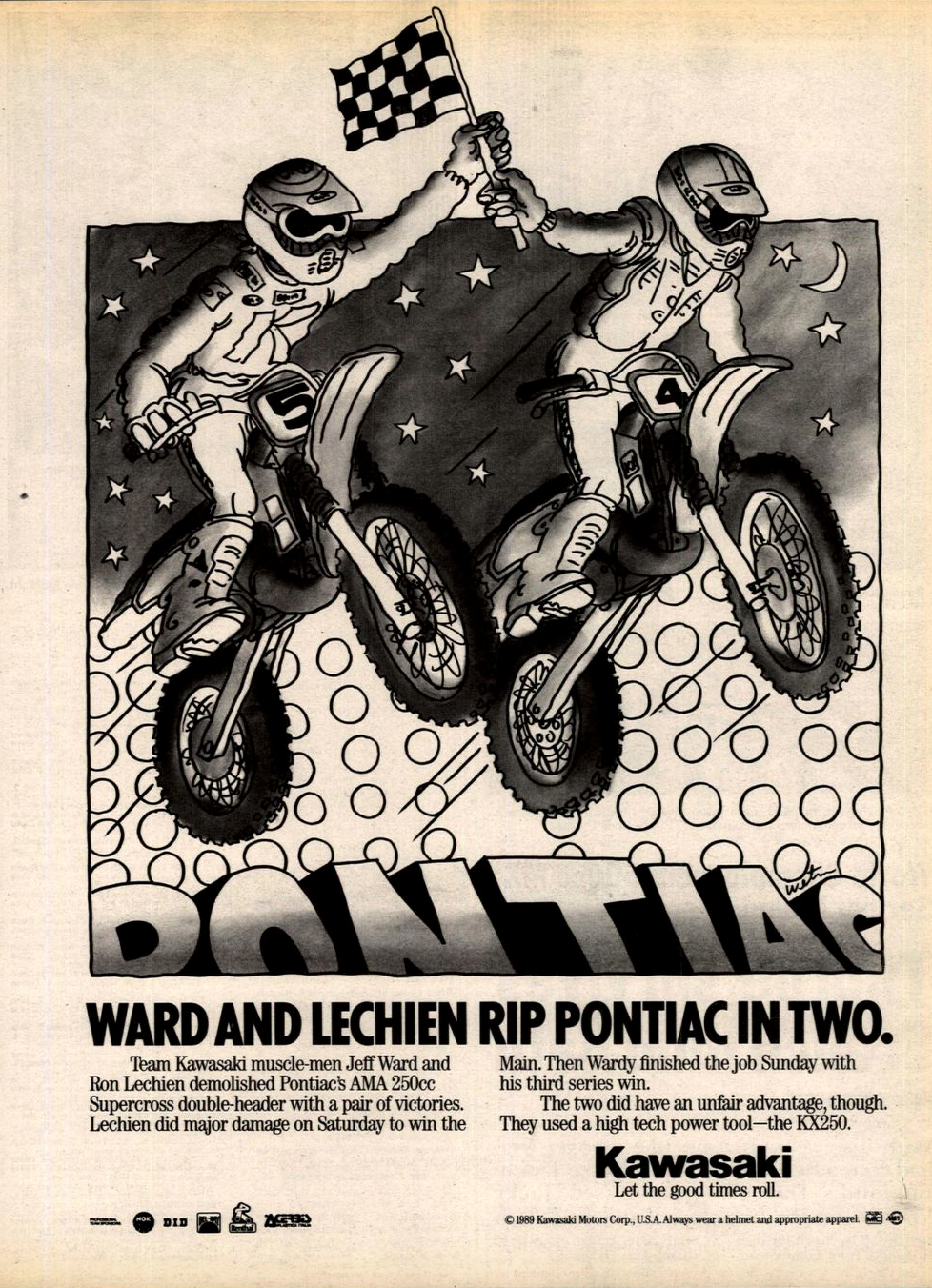 And here's the cooler Kawasaki win ad for Lechien (Saturday) and Ward (Sunday).