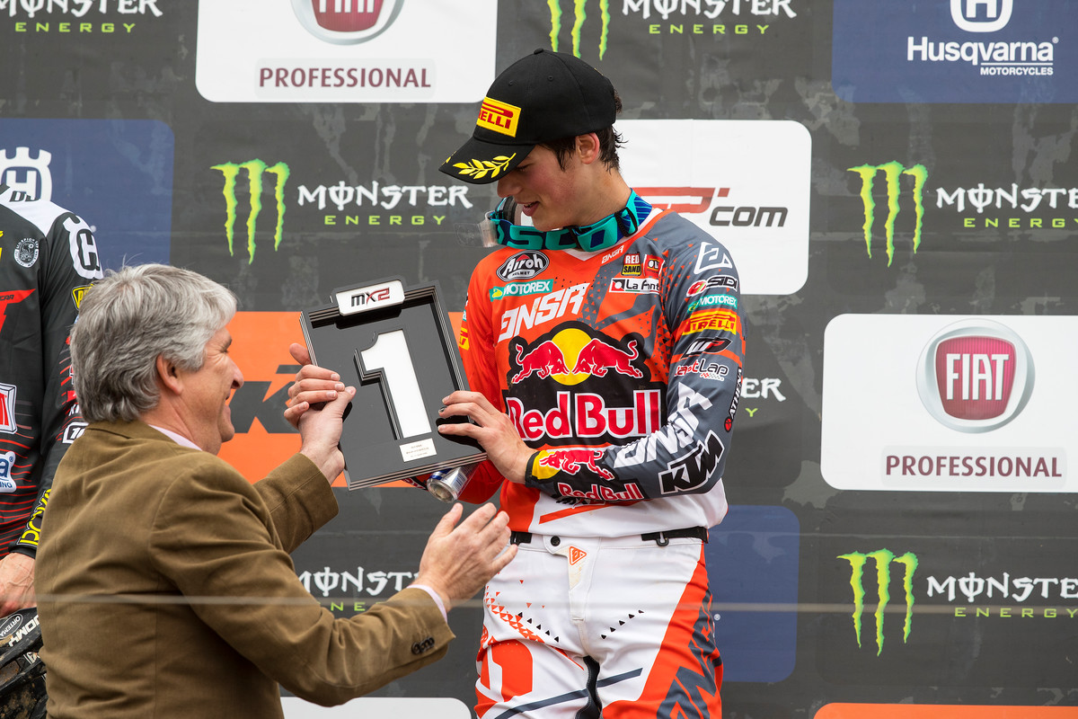 Prado went 1-1 in the MX2 class in Agueda for his second win of the season.