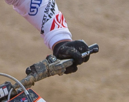 Baggett had to ride the entire second moto without his left grip.
