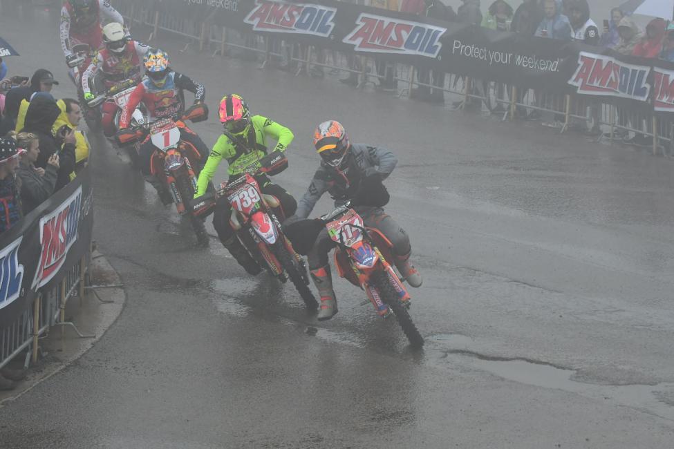 Steward Baylor Jr. (#514) and Trevor Bollinger (#739) got a good jump off the starting line.
