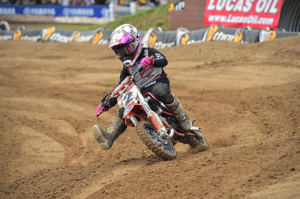 Seth Dennis earned the 50cc (7-8) Limited moto win yesterday.