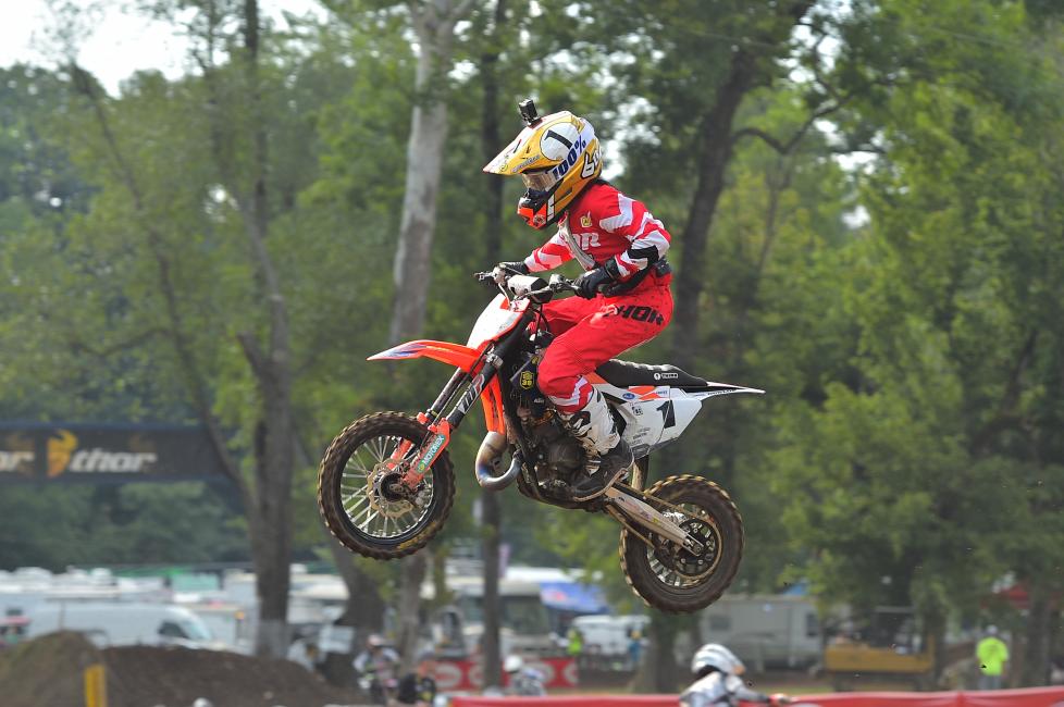 Haiden Deegan finished 36 seconds ahead of the rest of the 65cc (7-11) field yesterday.