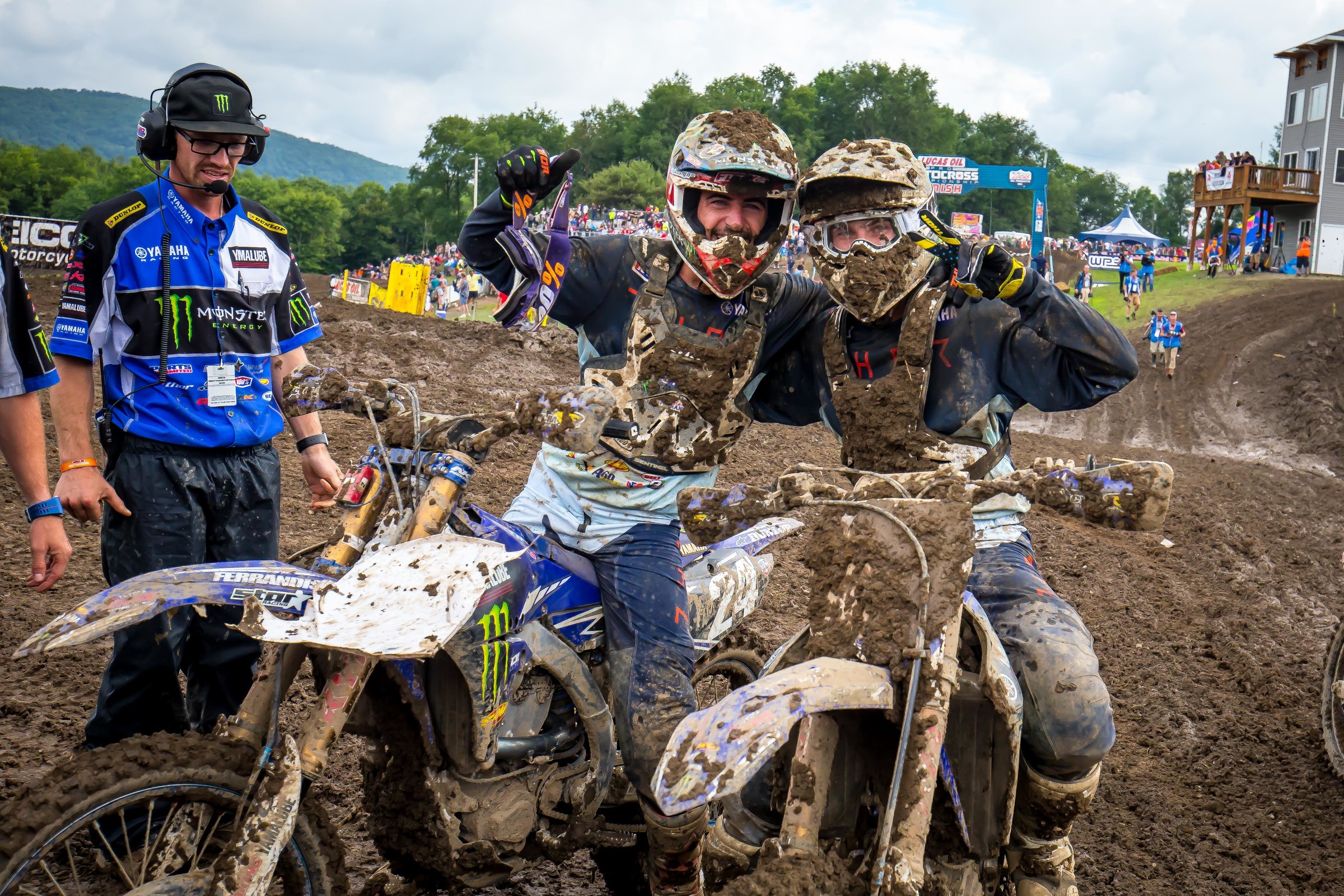 Plessinger (right) congratulates Ferrandis (left) on his win at Unadilla.