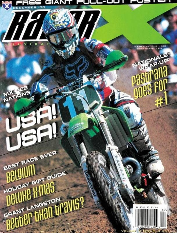 Ricky Carmichael's win at the 2000 MXoN landed him on the cover of Racer X Illustrated.