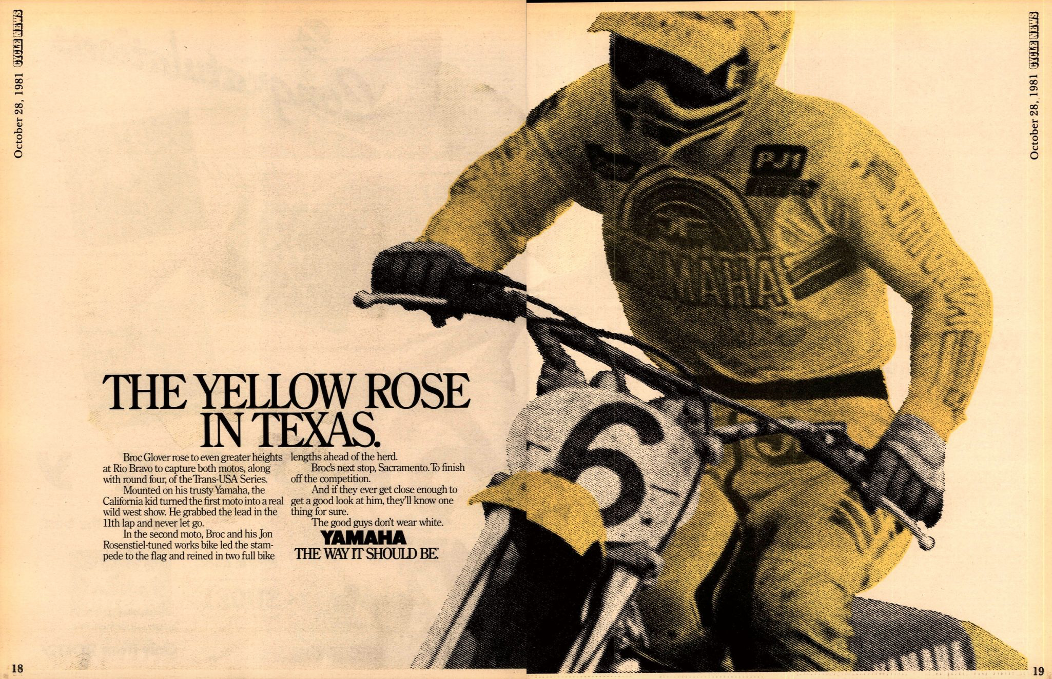 Yamaha win ad for Broc Glover's Rio Bravo success.