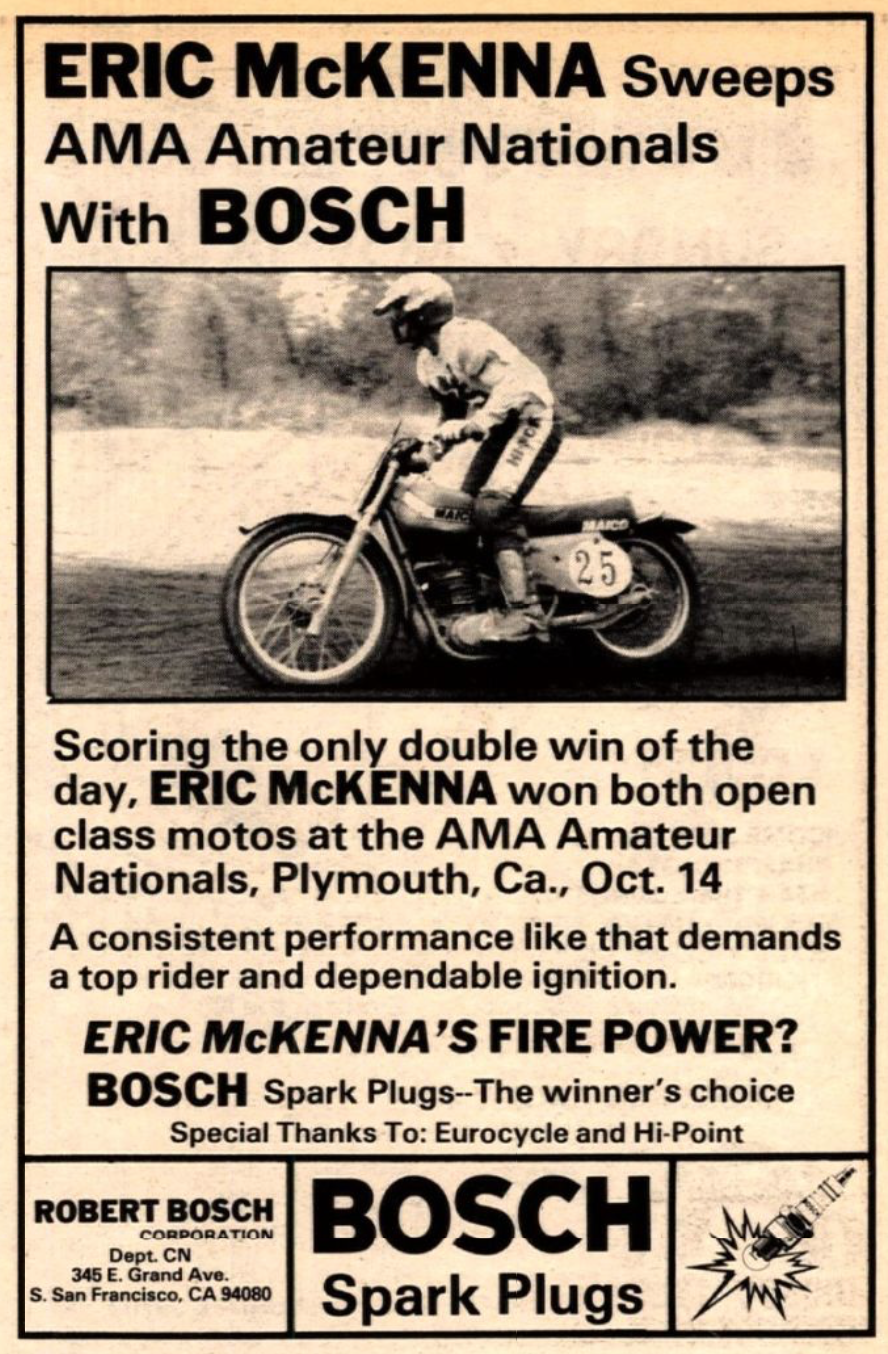 And here's a Bosch Spark Plugs ad for McKenna's win.