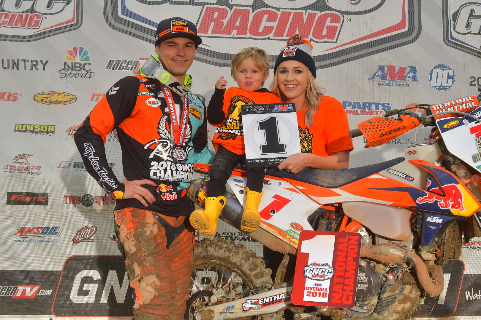 Russell with his wife Chandler and son, Krue.