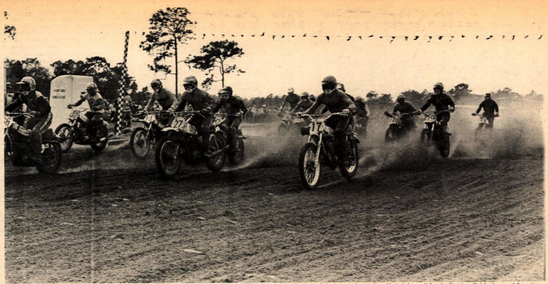 Ake Jonsson (27) and Roger DeCoster (17) head to the front on the Orlando Sports Stadium track.