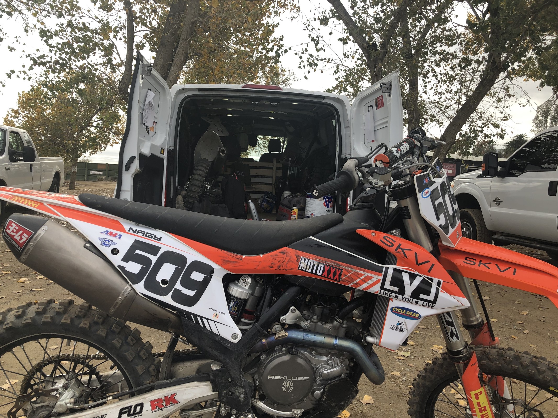Nagy has a second bike packed in his van as well.