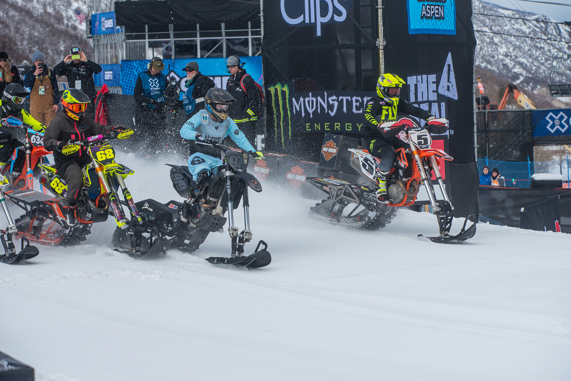 Tyler Brandenburger (middle, #979) competed in his first X Games last weekend. After not ever riding a snow bike until qualifying, Brandenburger finished in second in the Adaptive Snow Bike competition.