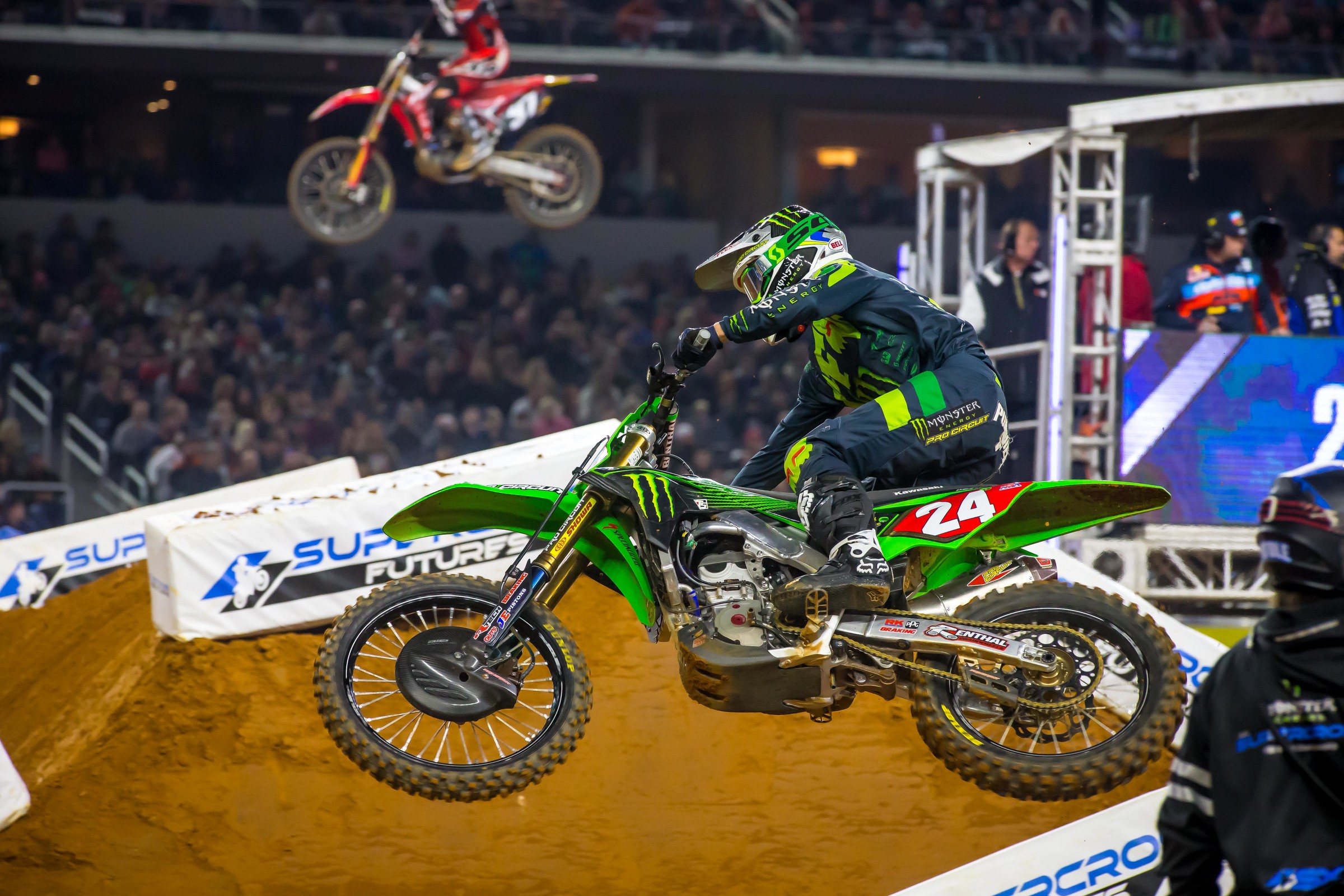 Austin Forkner held steady while Chase Sexton and Jordon Smith tried to track him down.