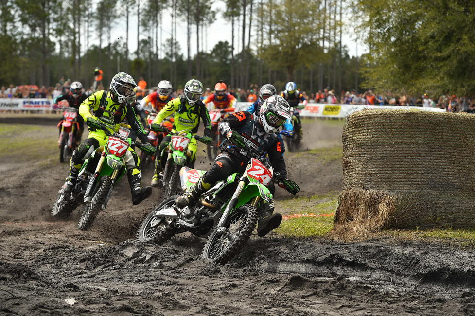 It was a sea of green at the holeshot line for the XC1 class, Heath Harrison grabbed the $250.