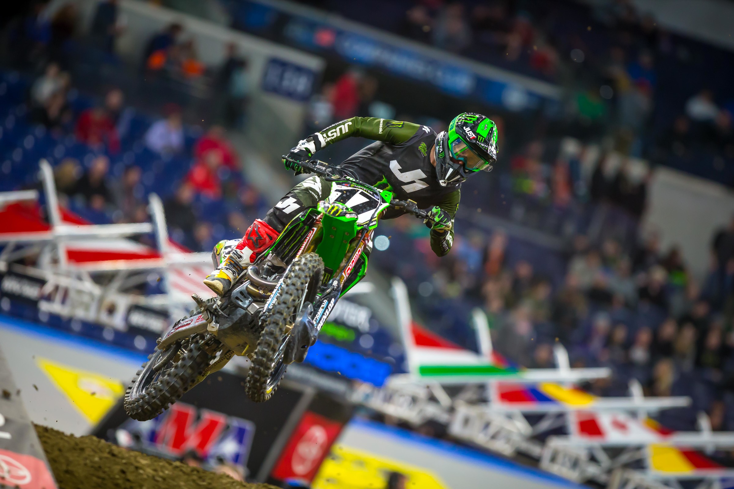 Savatgy ran second early in the 450 main but crashed and finished sixth.
