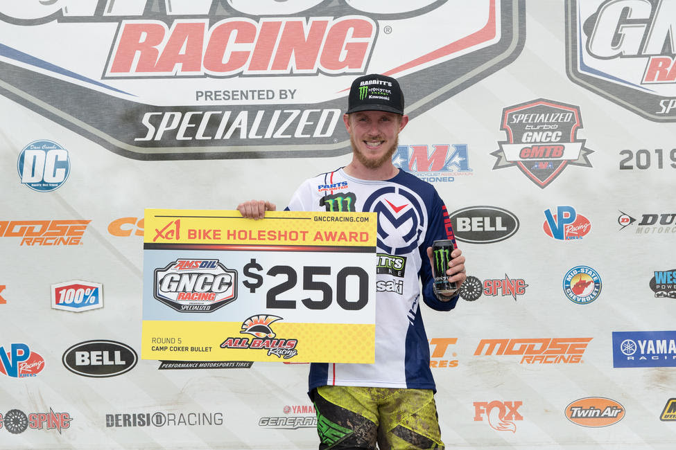 Jordan Ashburn picked up an extra $250 after earning the All Balls Racing holeshot award.