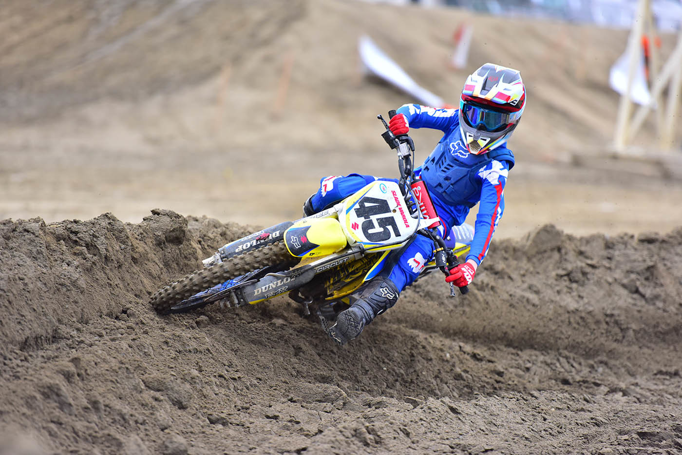 JGR/Yoshimura Suzuki's Slade Varola led every lap of the Super Mini 2 (13-16) class to take a 1-1 victory.