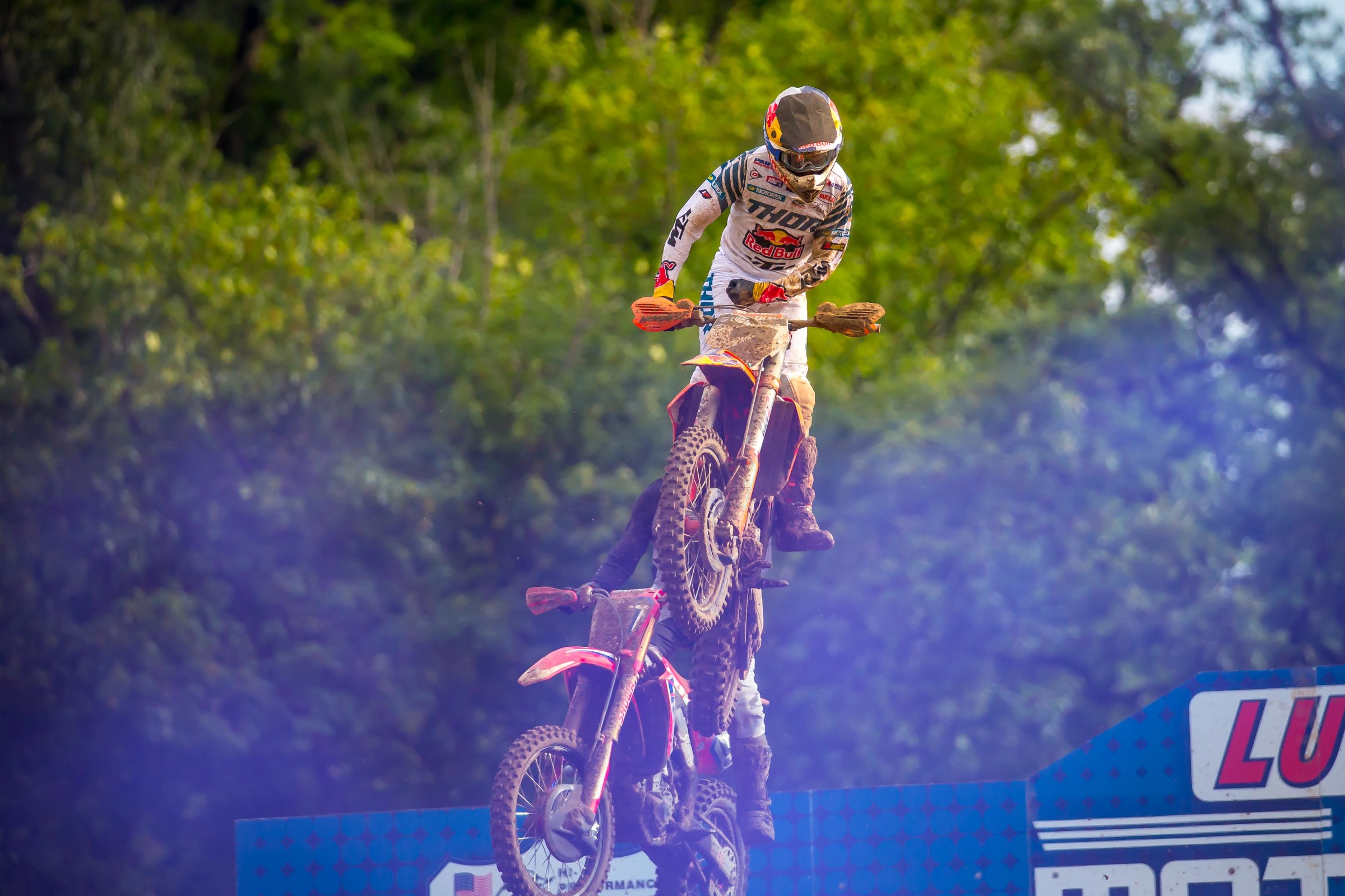 Webb edged Roczen in moto two to clinch his first overall overall podium in the 450 Class of Pro Motocross.