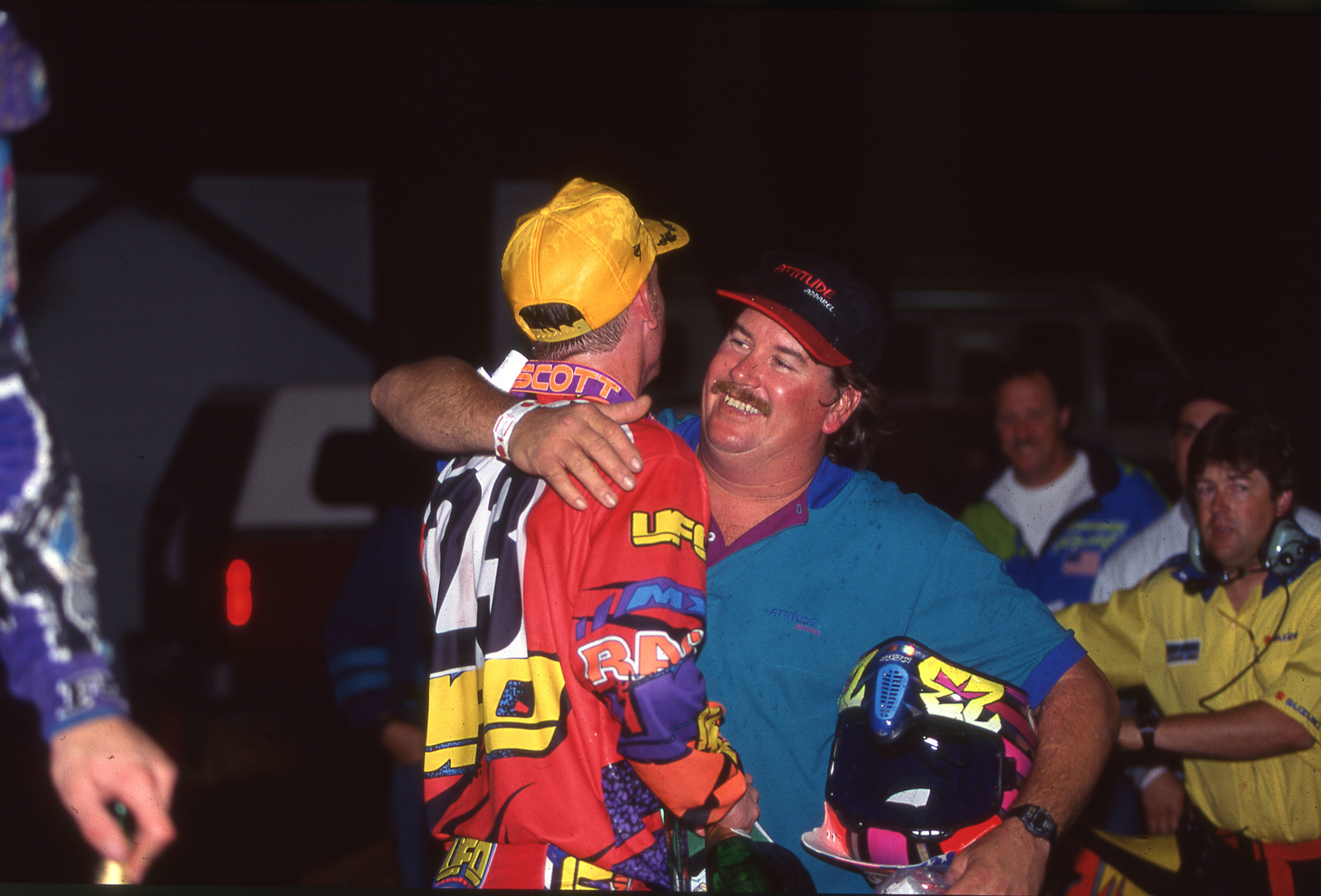 Tim and his dad when he won his 125 East Region Supercross title.