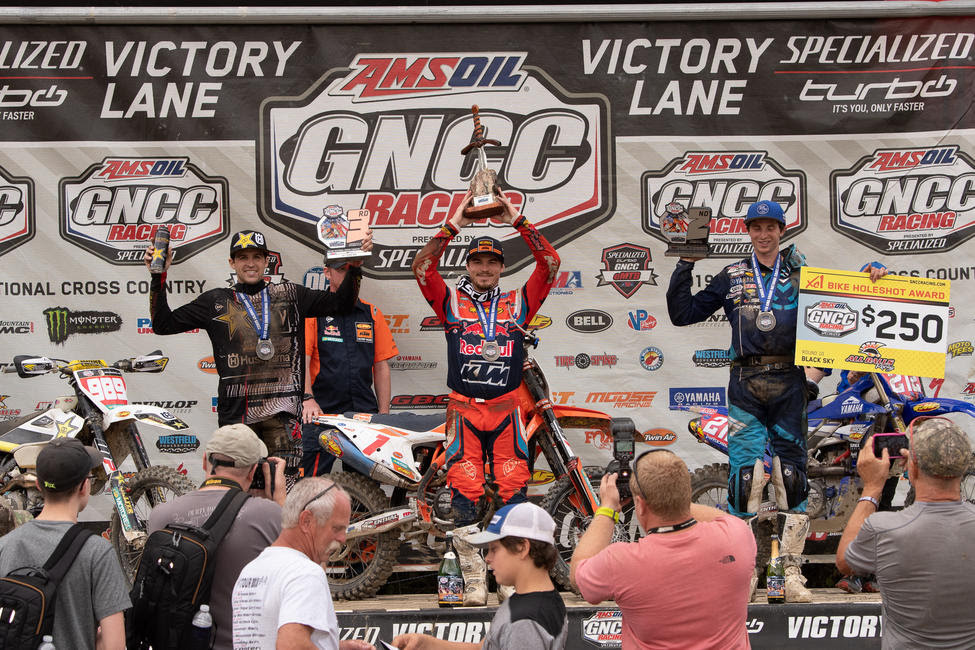 Kailub Russell (center), Ricky Russell (right) and Thad Duvall (left) rounded out the overall podium two weeks ago.