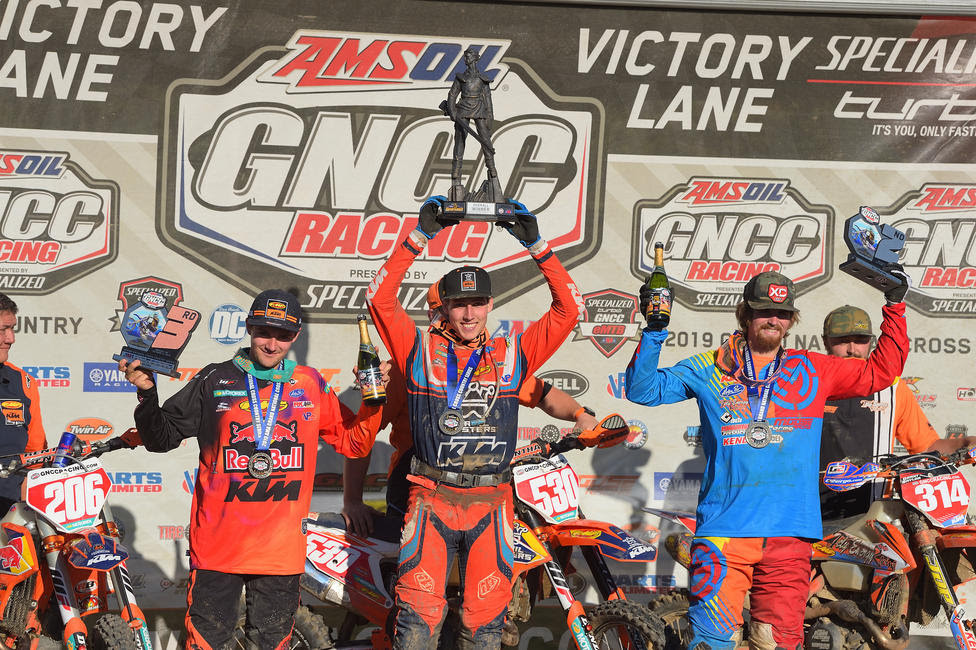 Ben Kelley (center), Grant Baylor (right), and Josh Toth (left) rounded out the overall podium in West Virginia.