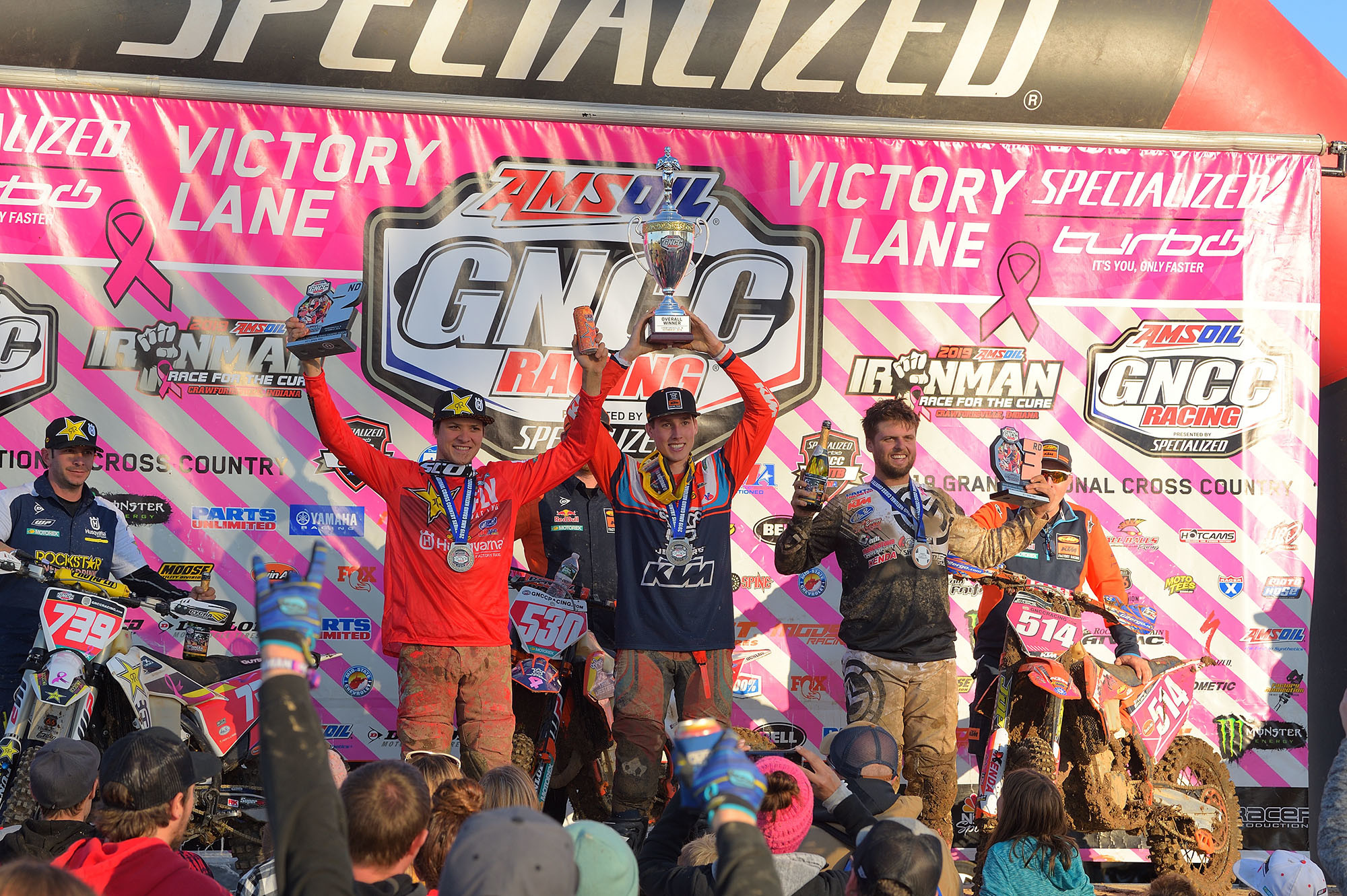 The overall podium at the 2019 Ironman GNCC.