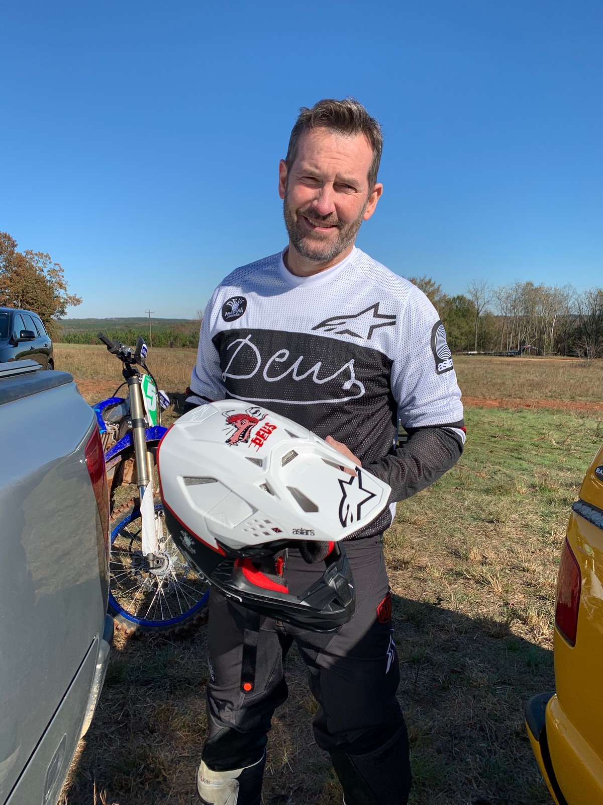 DC might have been a little chilly in his new vented Alpinestars gear, but he definitely would've won a lit-kit award!