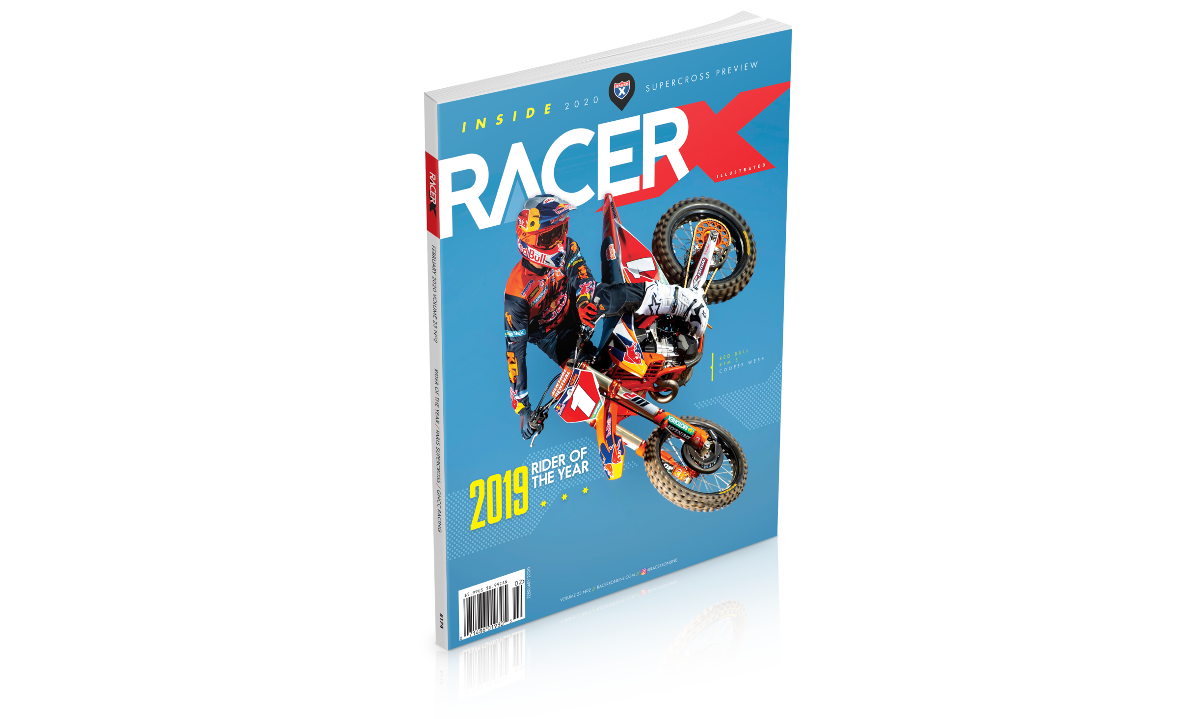 Despite muted early expectations, Red Bull KTM’s Cooper Webb won the 2019 Monster Energy AMA Supercross Championship and took his first 450 Class win in Lucas Oil AMA Pro Motocross. The Racer X Rider of the Year takes his well-deserved spot on Page One of our February issue.