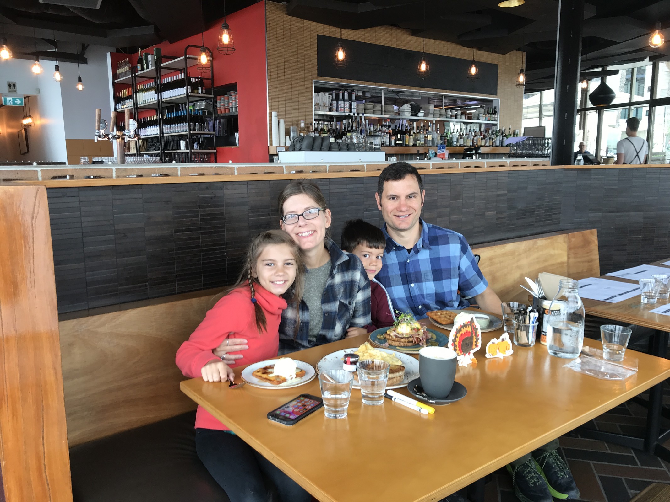 At 8 a.m. Friday morning in Melbourne, Australia it's about 4 p.m. EST Thursday in the U.S. So here are the Weigandts having Thanksgiving breakfast.