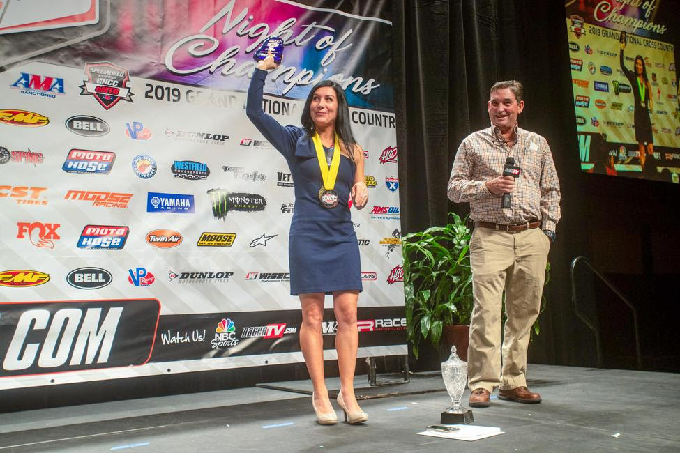 Traci Pickens took home ATV Rider of the Year award Friday at the GNCC Banquet, and ATV Athlete of the Year honors Saturday at the AMA Banquet.