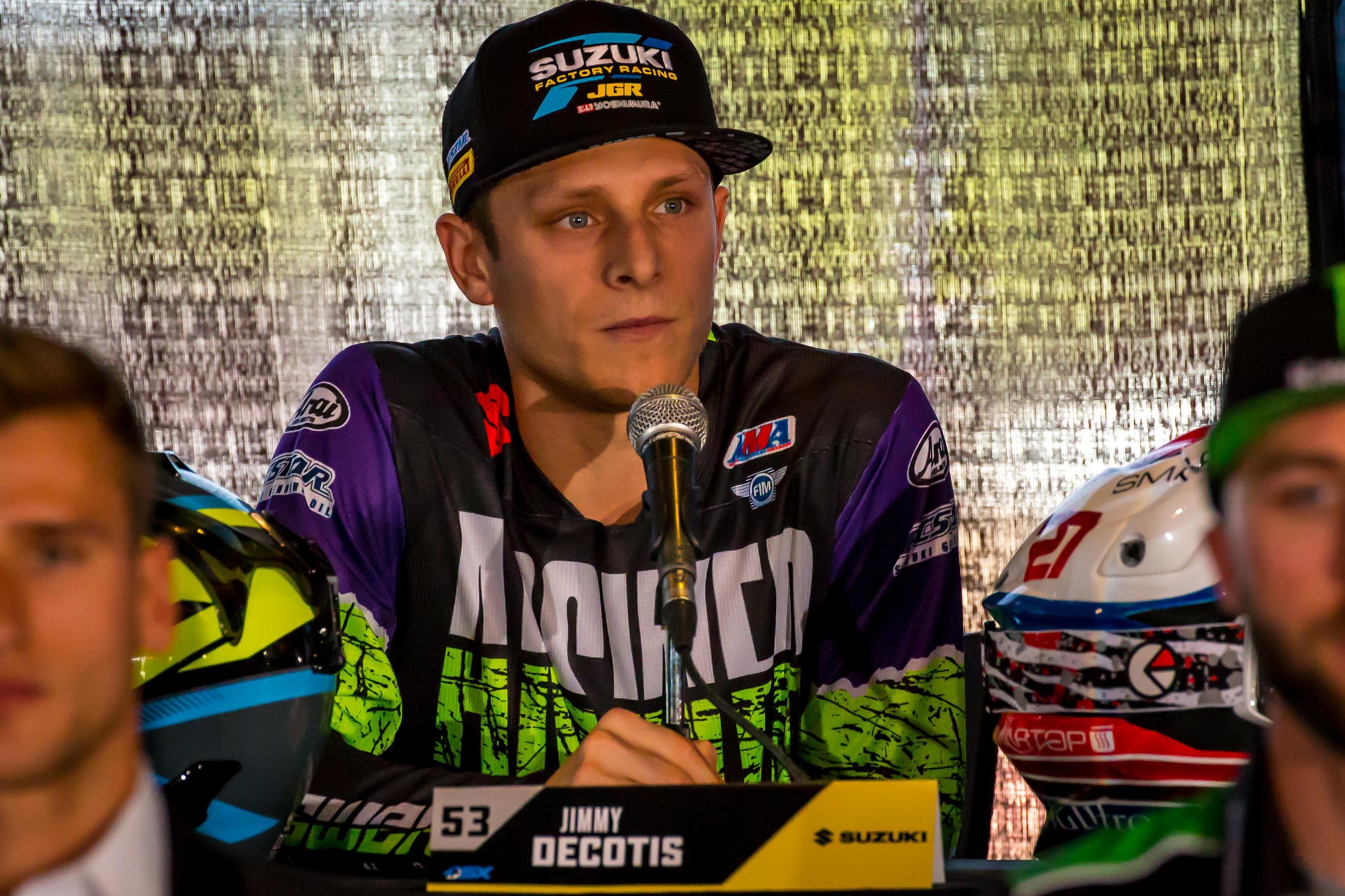 Decotis during the pre-race press conference yesterday.