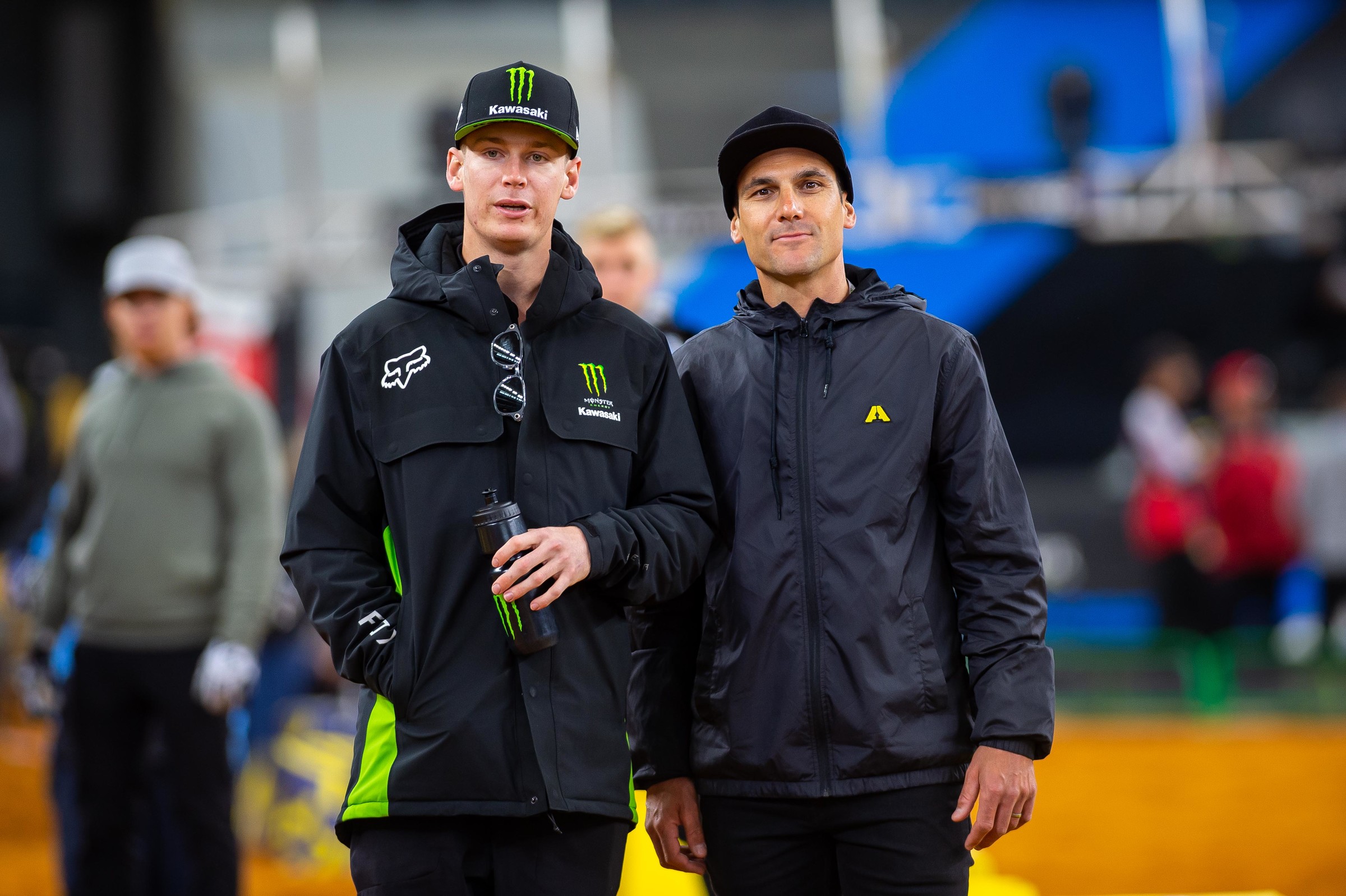 Adam Cianciarulo and Nick Wey during track walk at the 2020 Arlington Supercross.