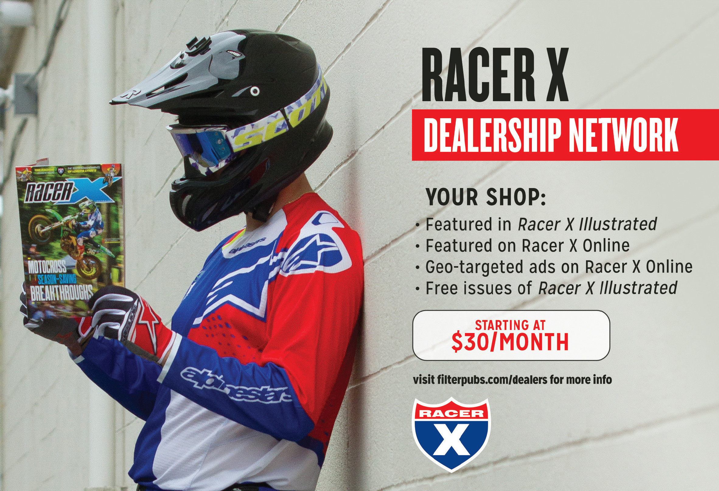 Advertisement: Racer X Dealership Network
