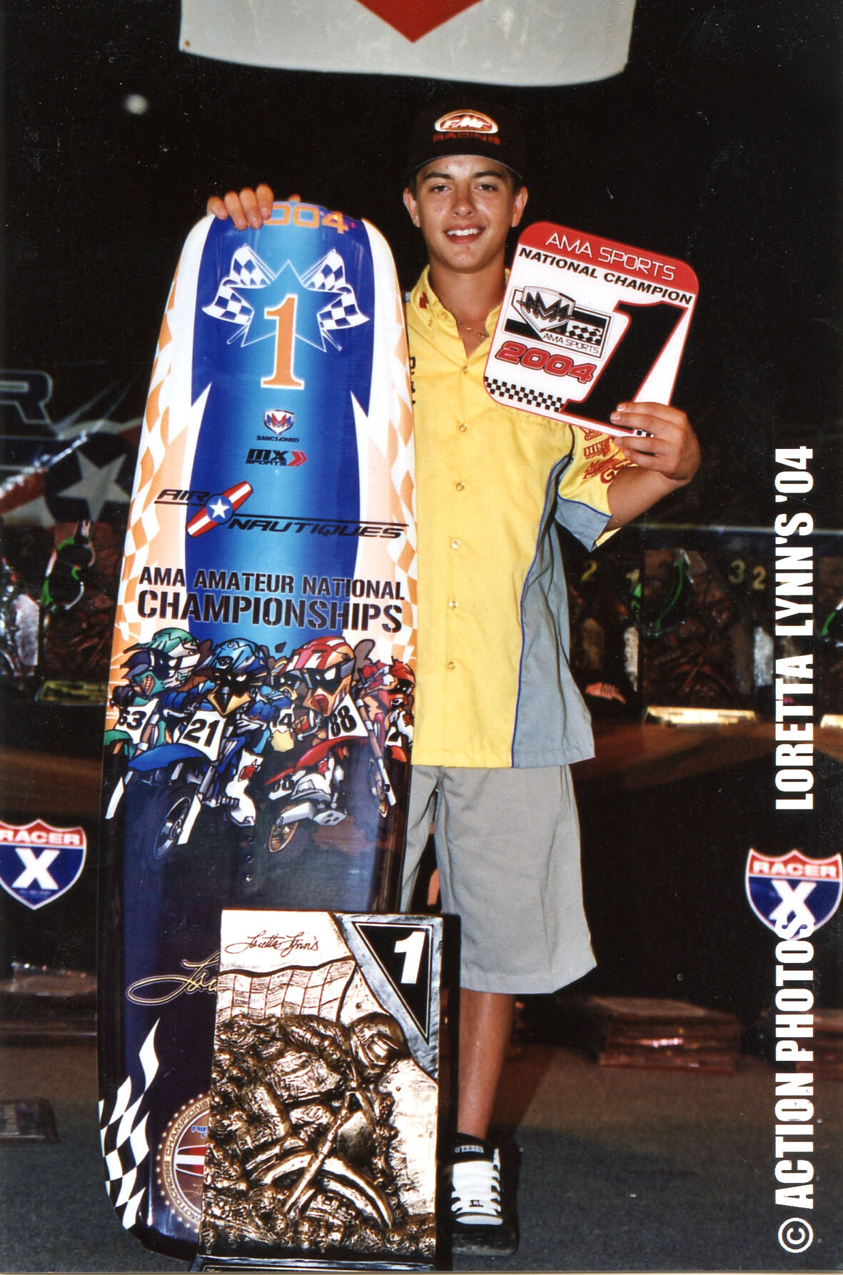 Nico Izzi with his 2004 85cc (12-13) Stock class AMA #1 plate.