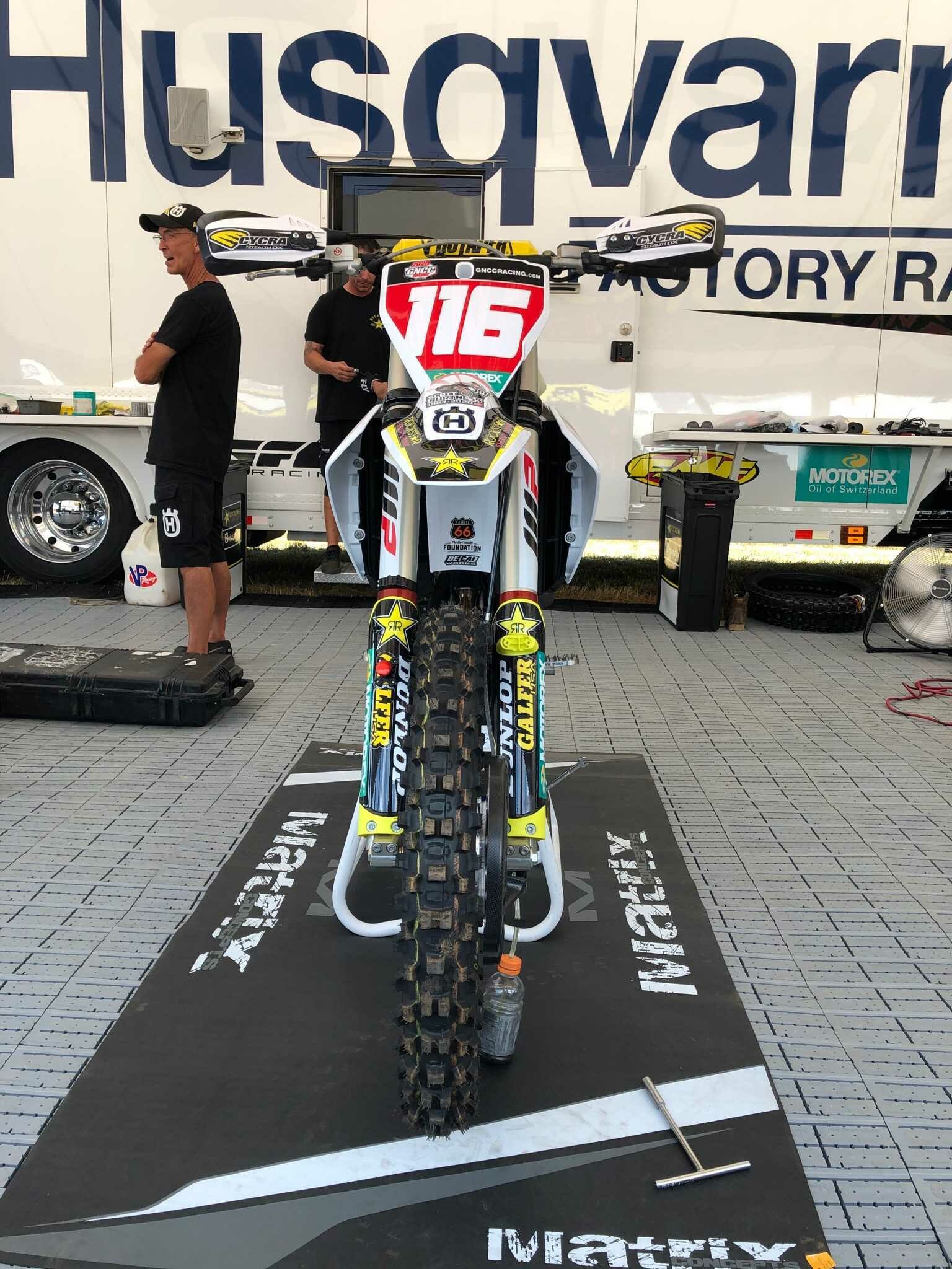 Osborne's Husqvarna fully prepped for this weekend.