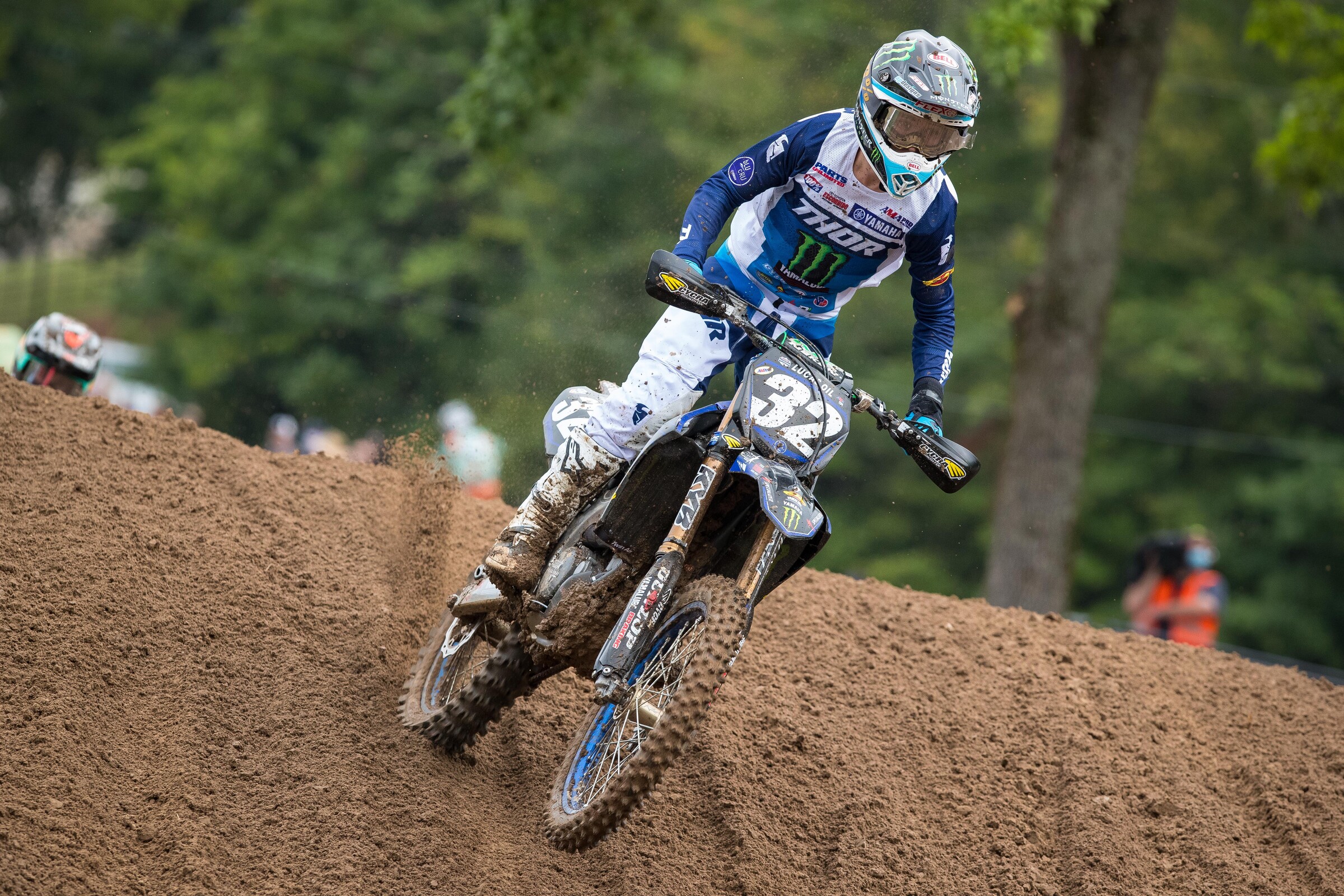 Justin Cooper, who signed a contract extension with the Monster Energy/Star Racing Yamaha team earlier this week, during the first practice session this morning.