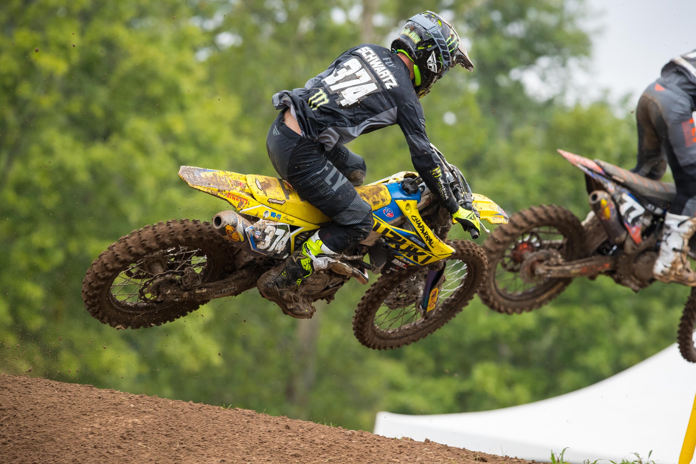 Dilan Schwartz charged from 38th on the first lap to finish 19th in his first ever pro moto.