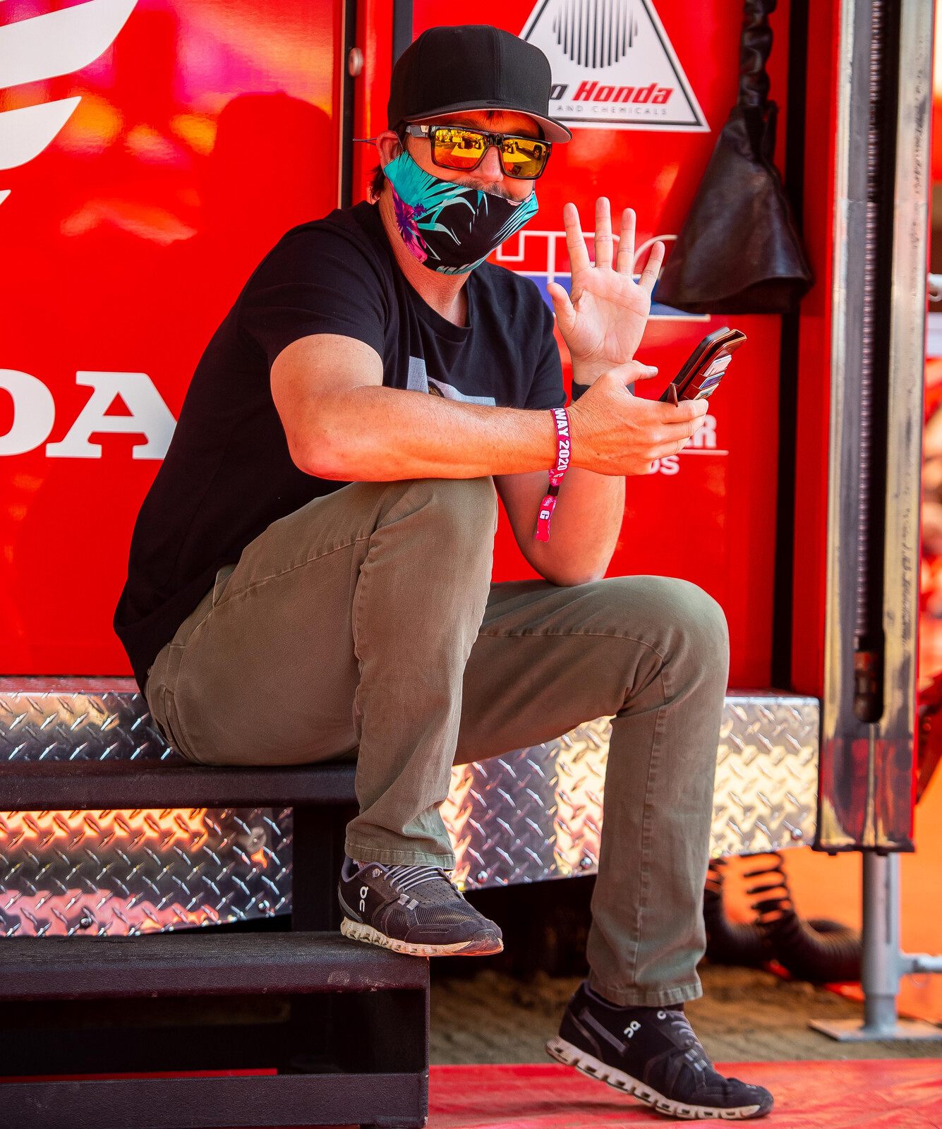 Chris “Beeker” Onstott goes undercover in the Honda pod.