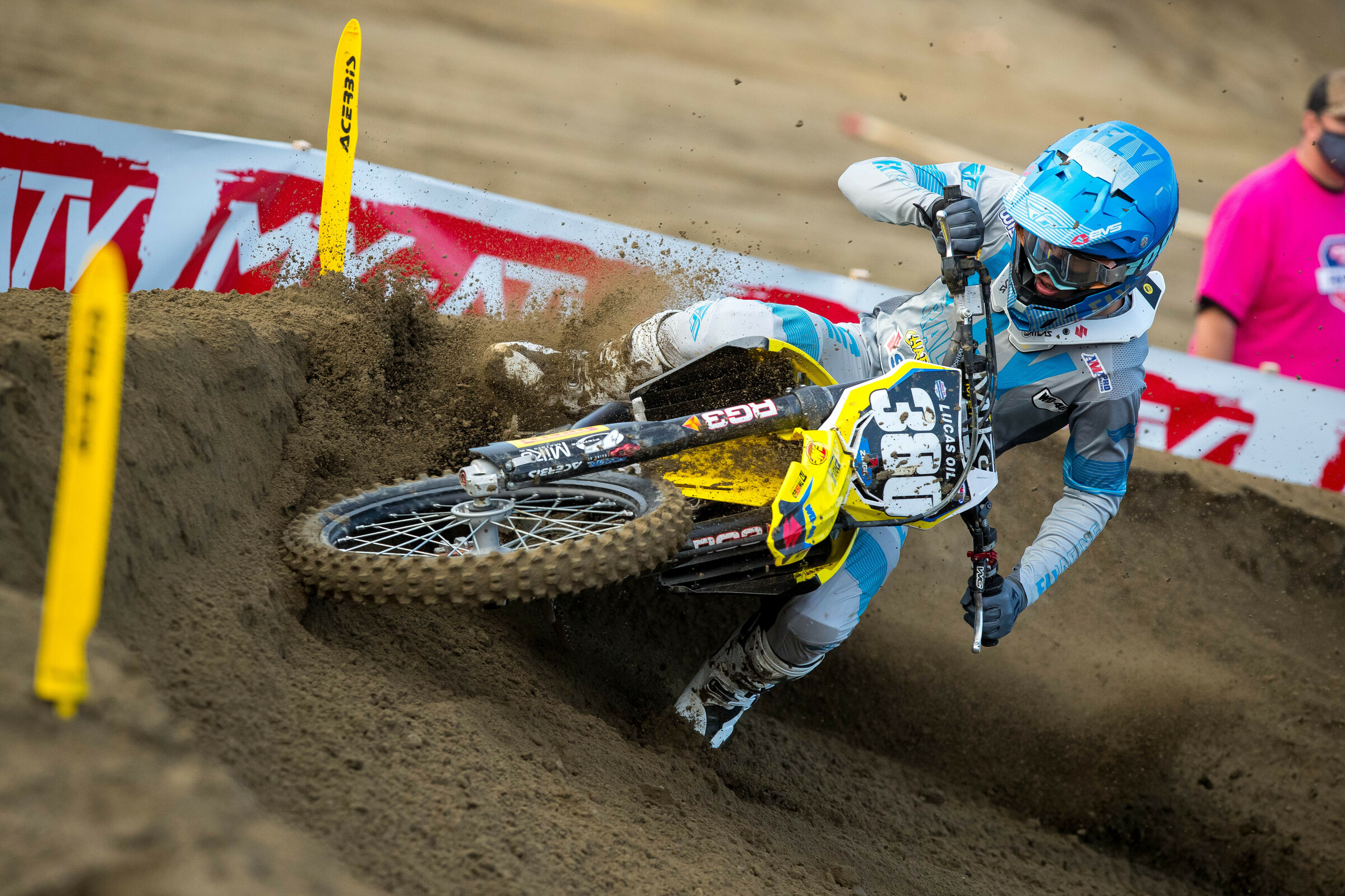 Preston Kilroy racing for the Bar X/Chaparral/Ecstar Suzuki team during the 2020 Lucas Oil AMA Pro Motocross Championship.