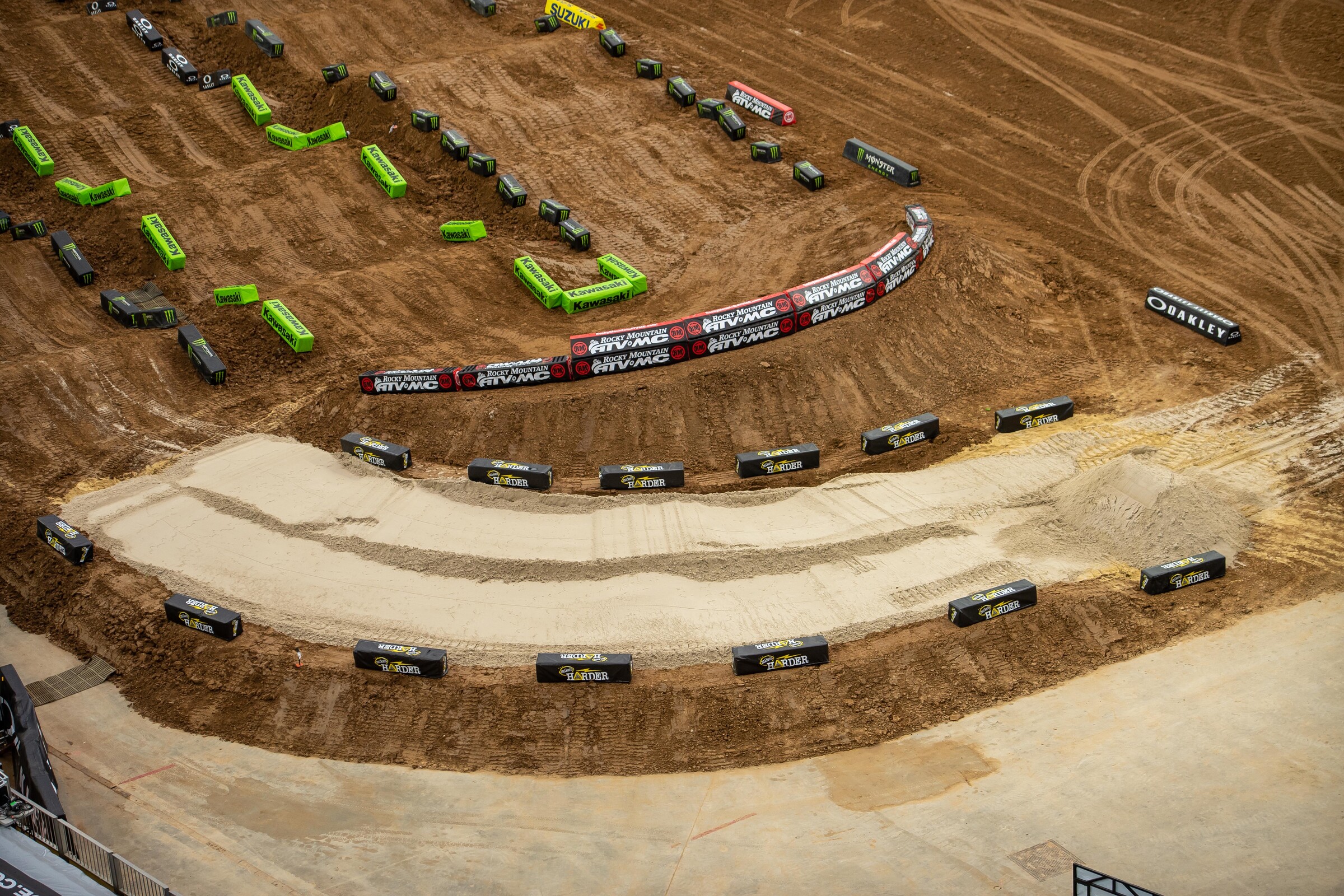 Sand added to the track for Tuesday.