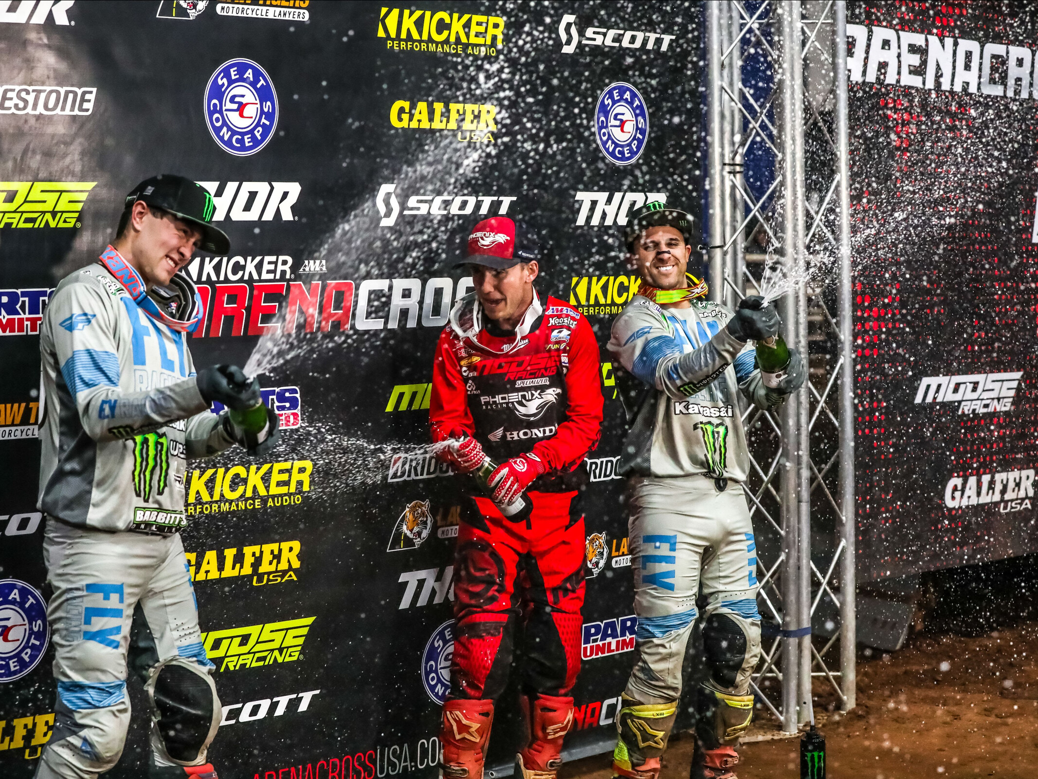 Isaac Teasdale, Kyle Peters & Mike Alessi celebrating on Friday night.