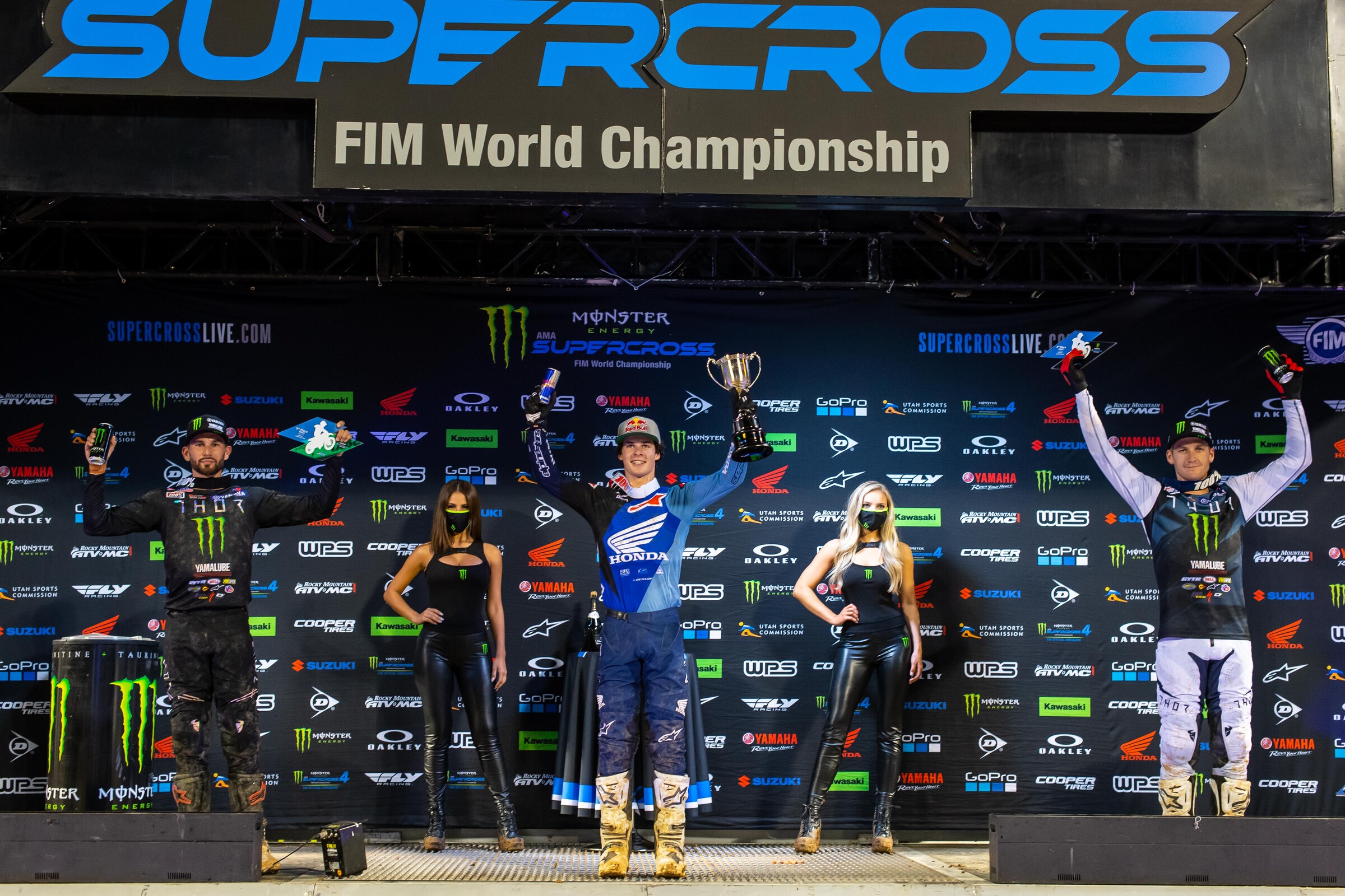 The 2021 Orlando 1 SX 250SX main event podium.
