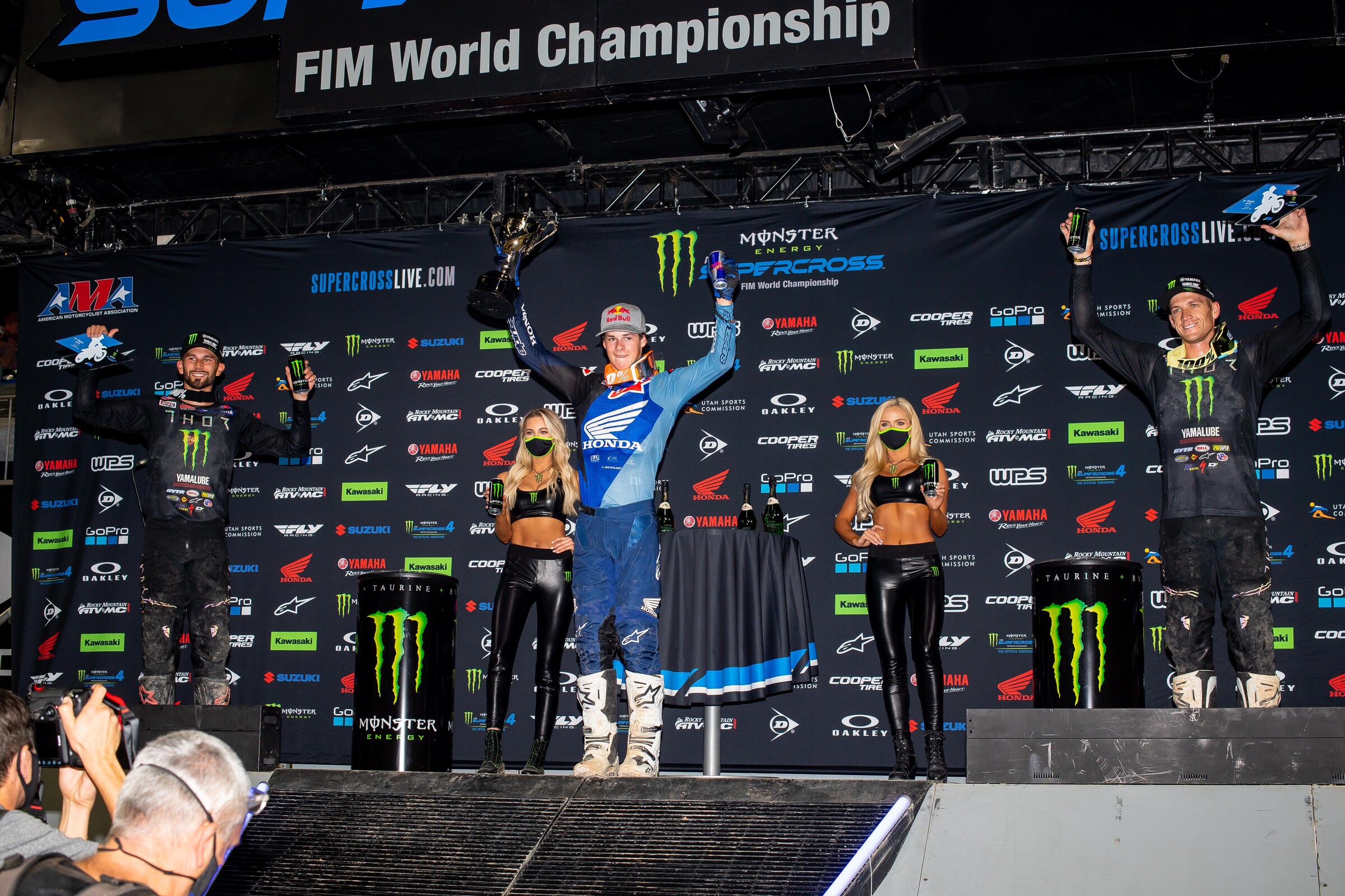 The 2021 Houston 2 SX 250SX main event podium.