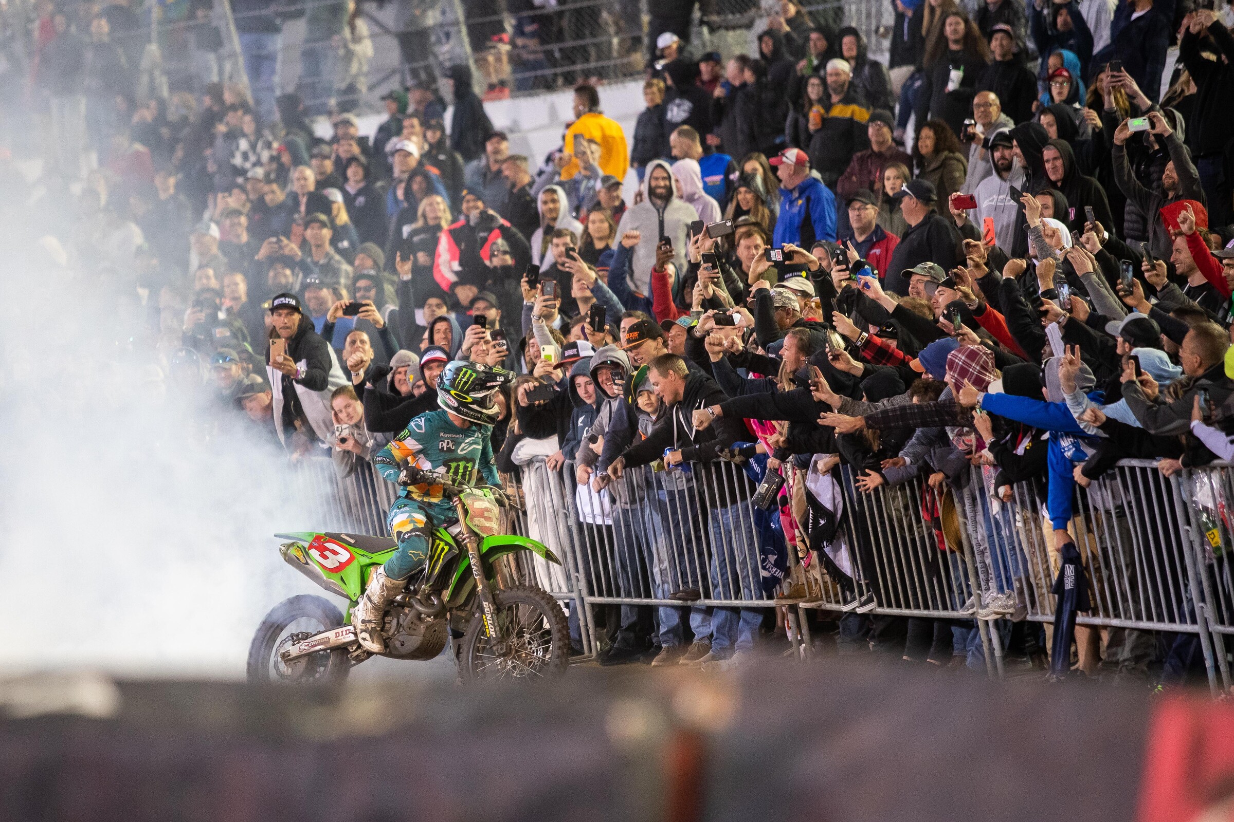 Tomac celebrates with the fans for the last time pre-COVID-19.