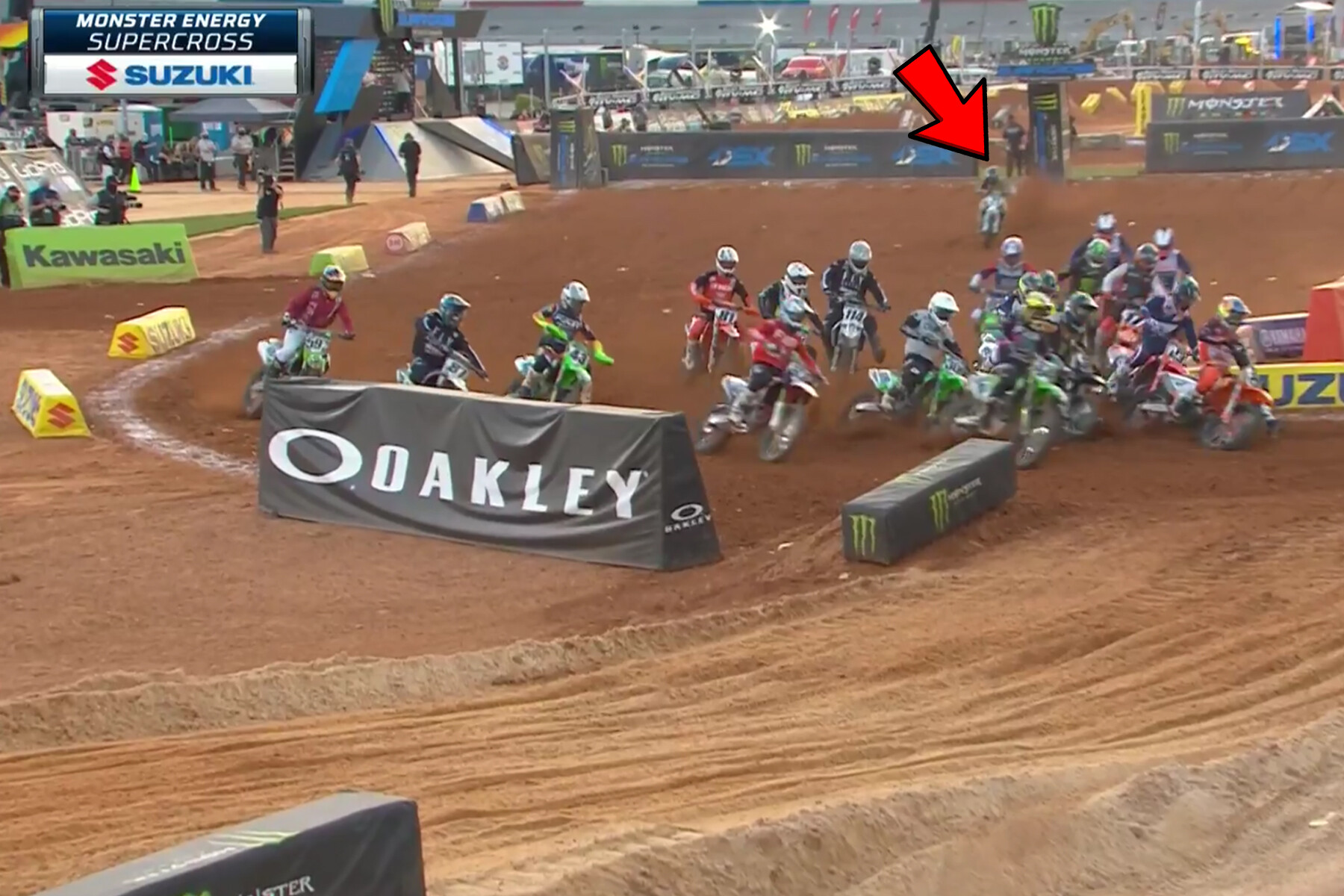 Anderson stalled his Husqvarna FC 450 out of the gates.