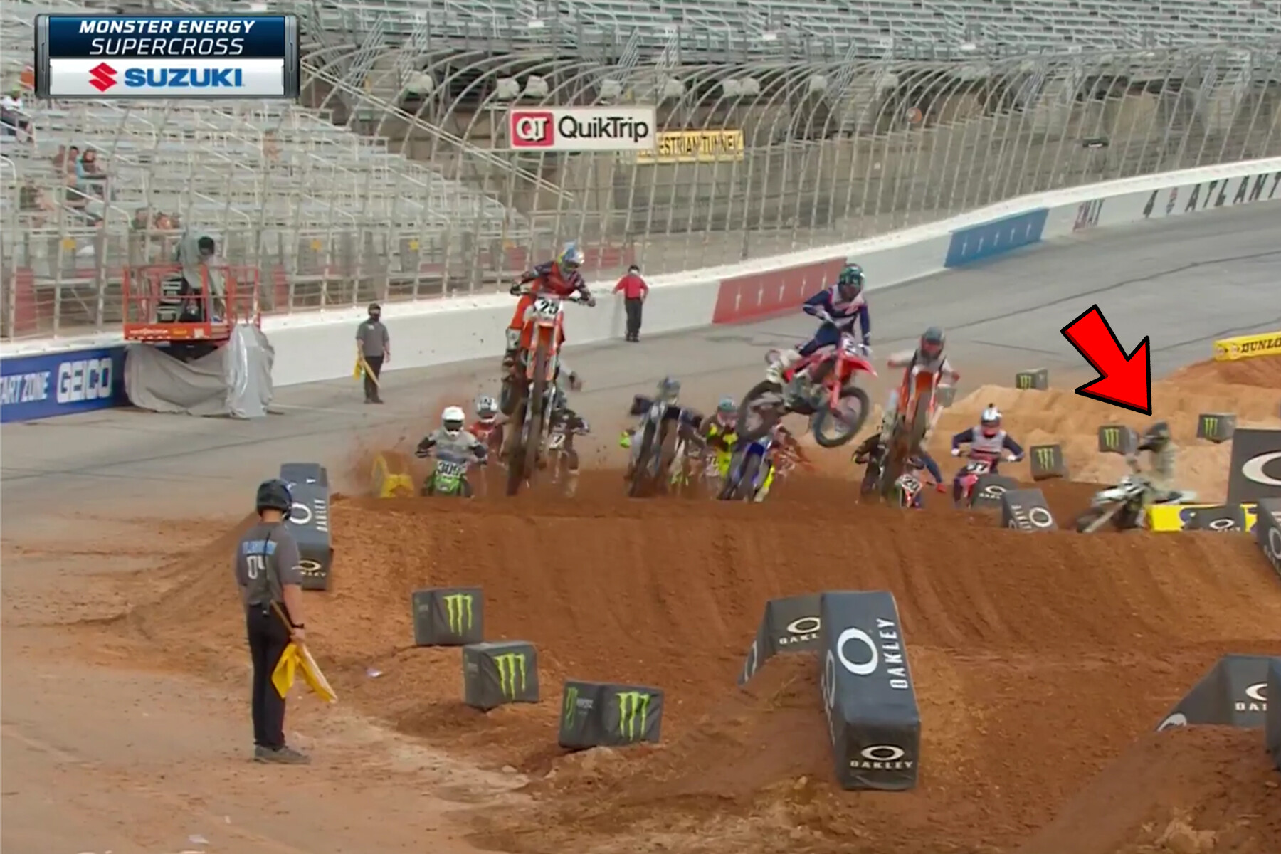 He exited the first turn dead last.