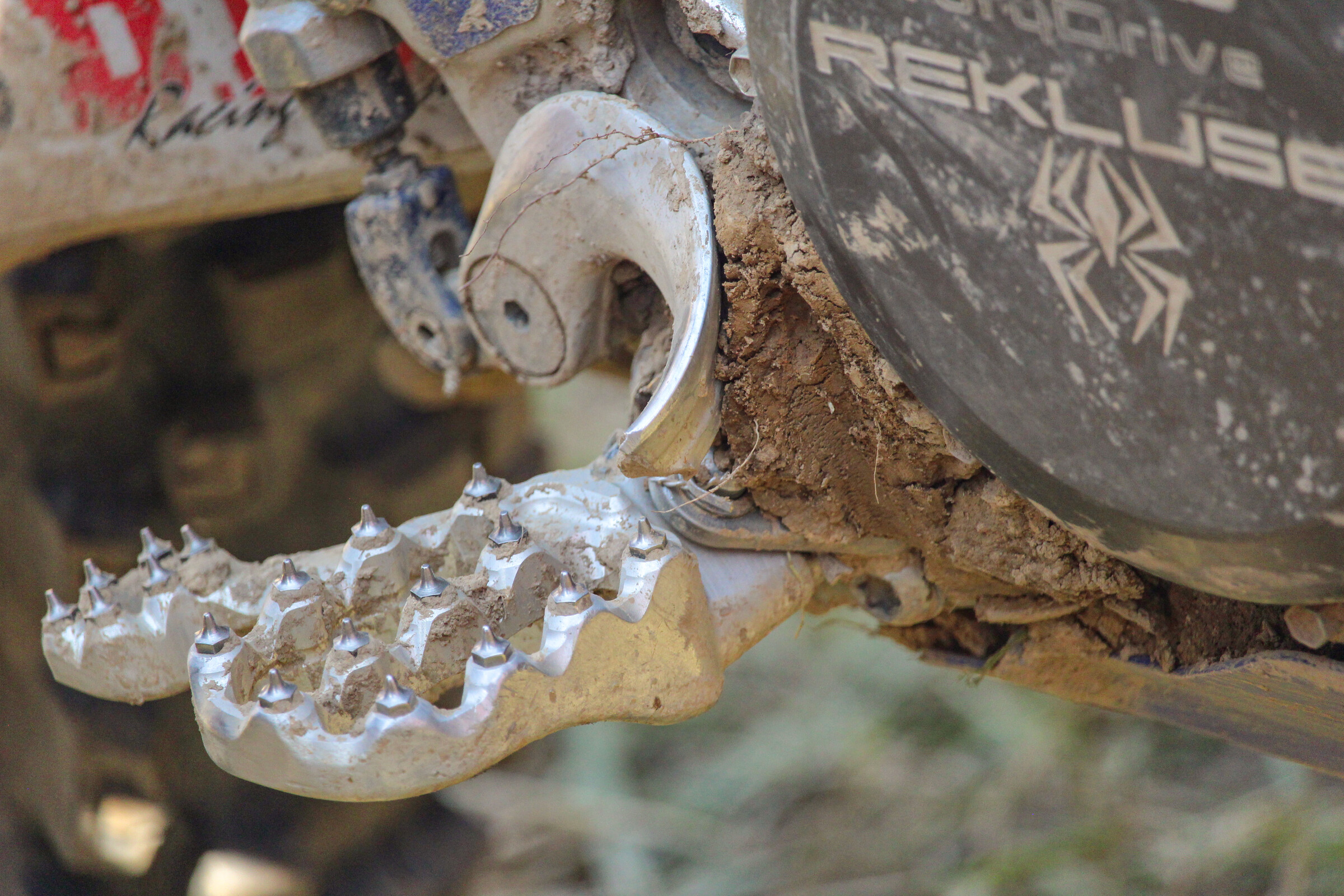 Steward Baylor's missing rear break pedal, which he said broke off on a cable on the side of the track with two laps to go. He took the lead from Ben Kelley on the last lap.