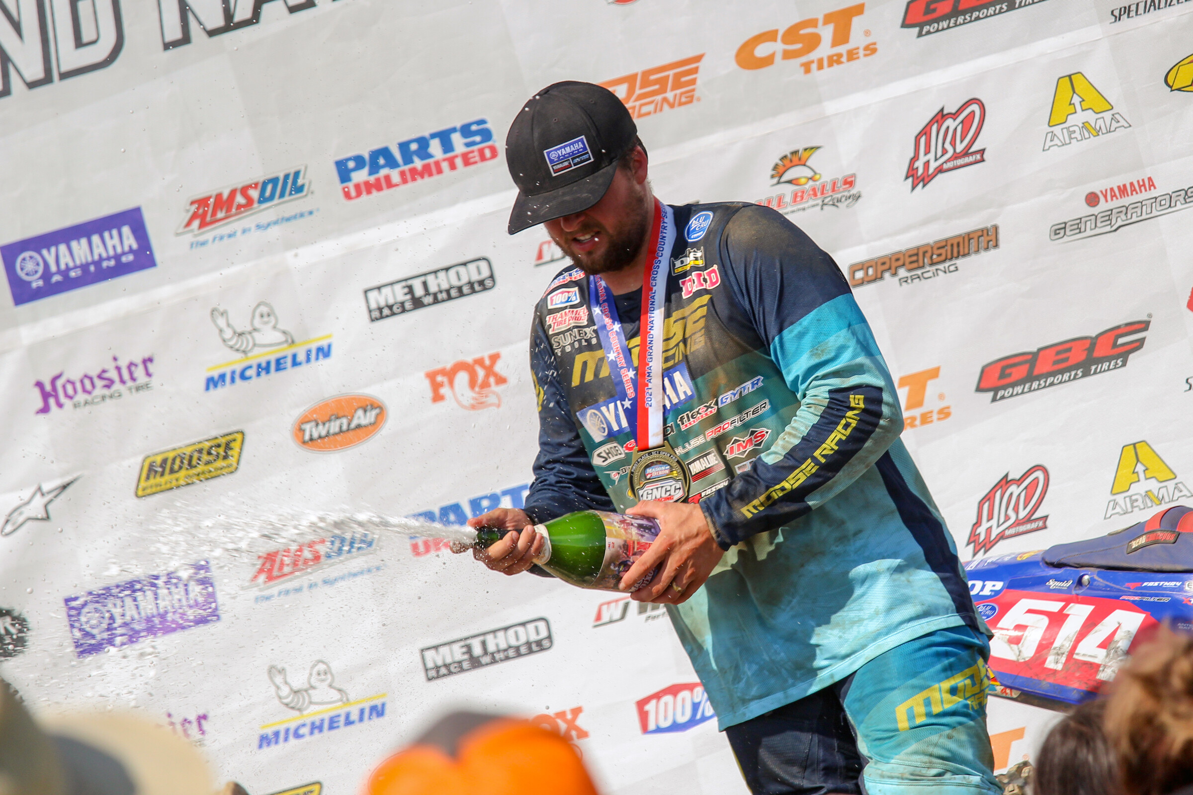 Steward Baylor poppin' champagne for the fans in Mt. Morris, Pennsylvania.