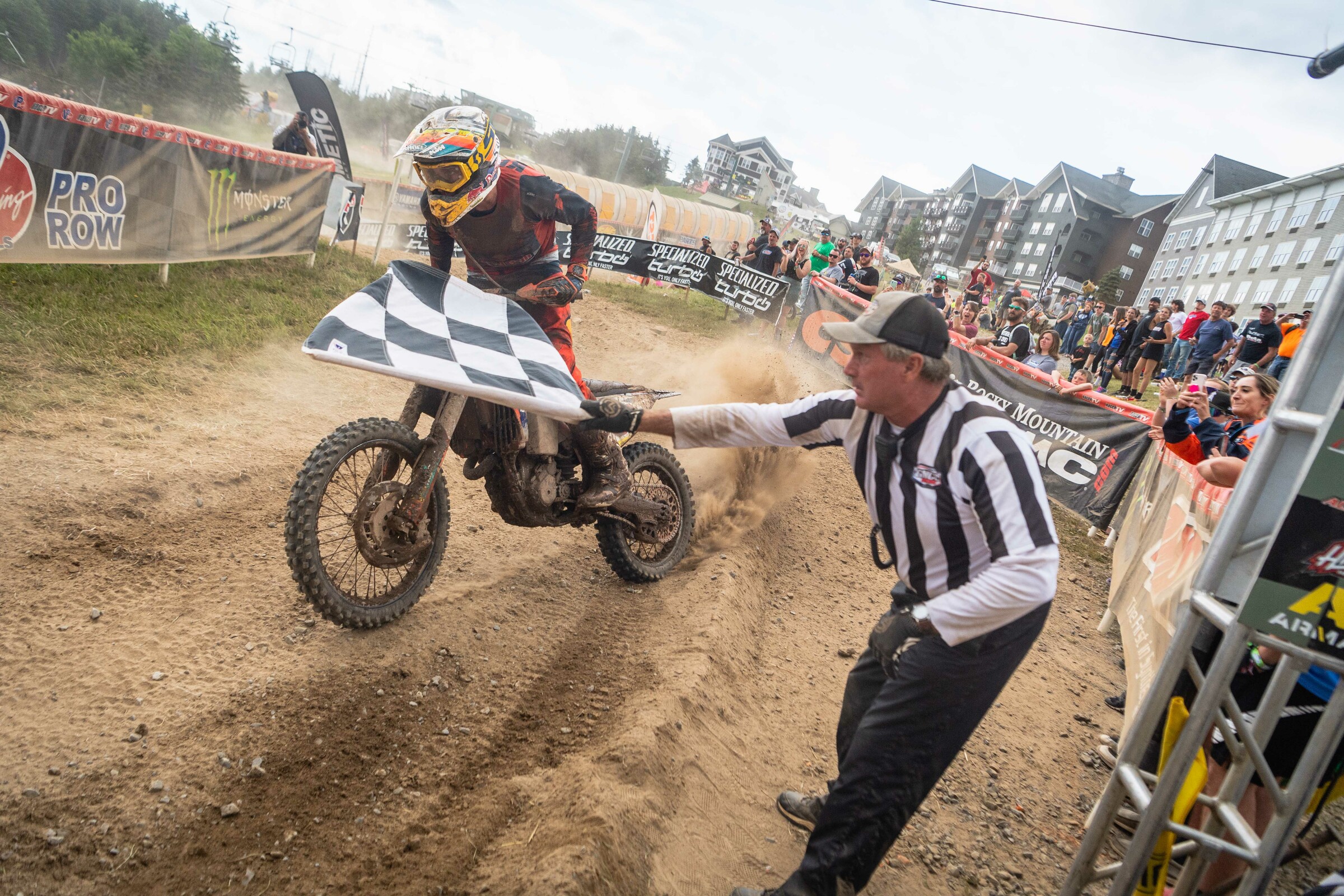 Ben Kelley taking the checkered flag.