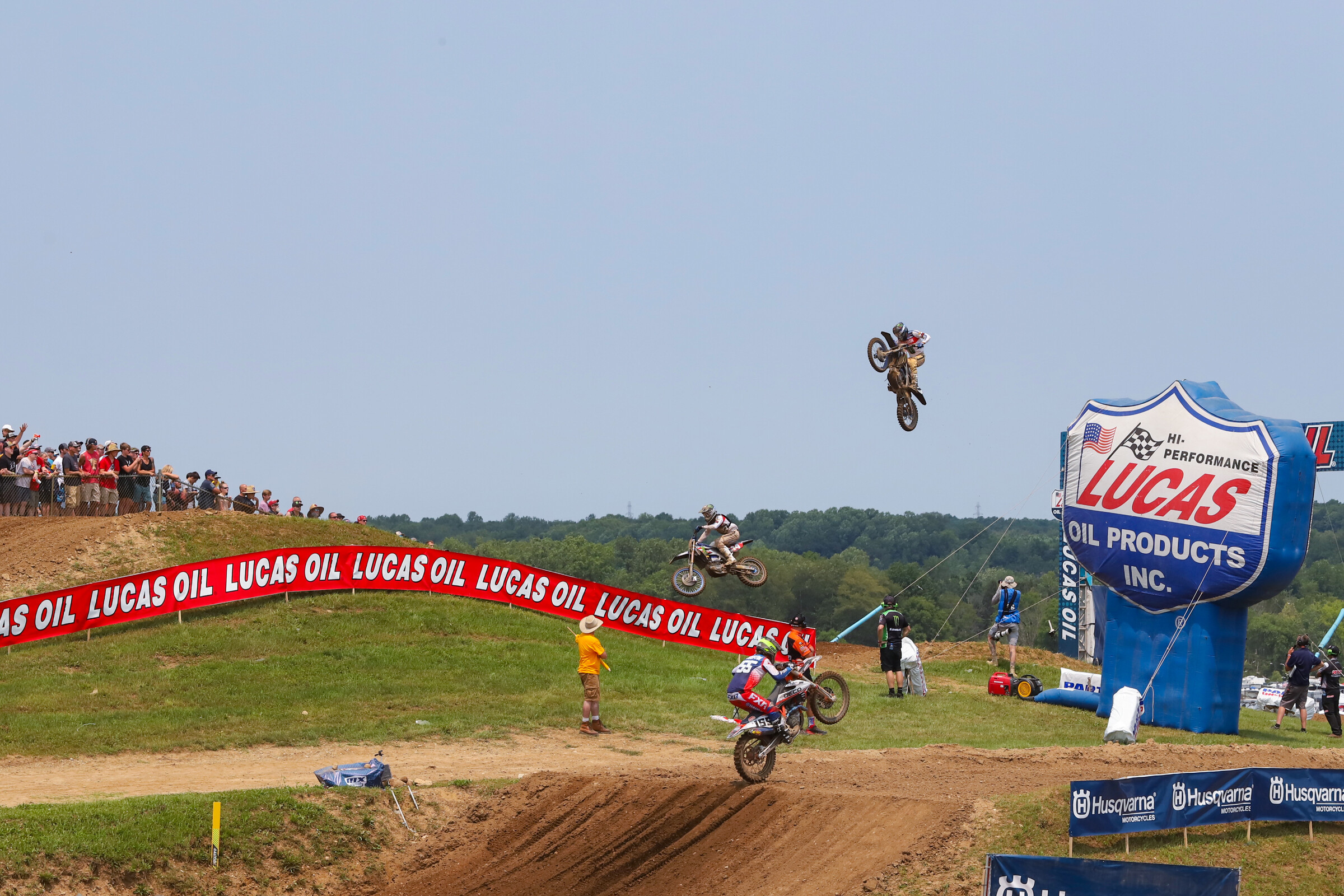 Plessinger and Ferrandis going over LaRocco's Leap in the second moto.