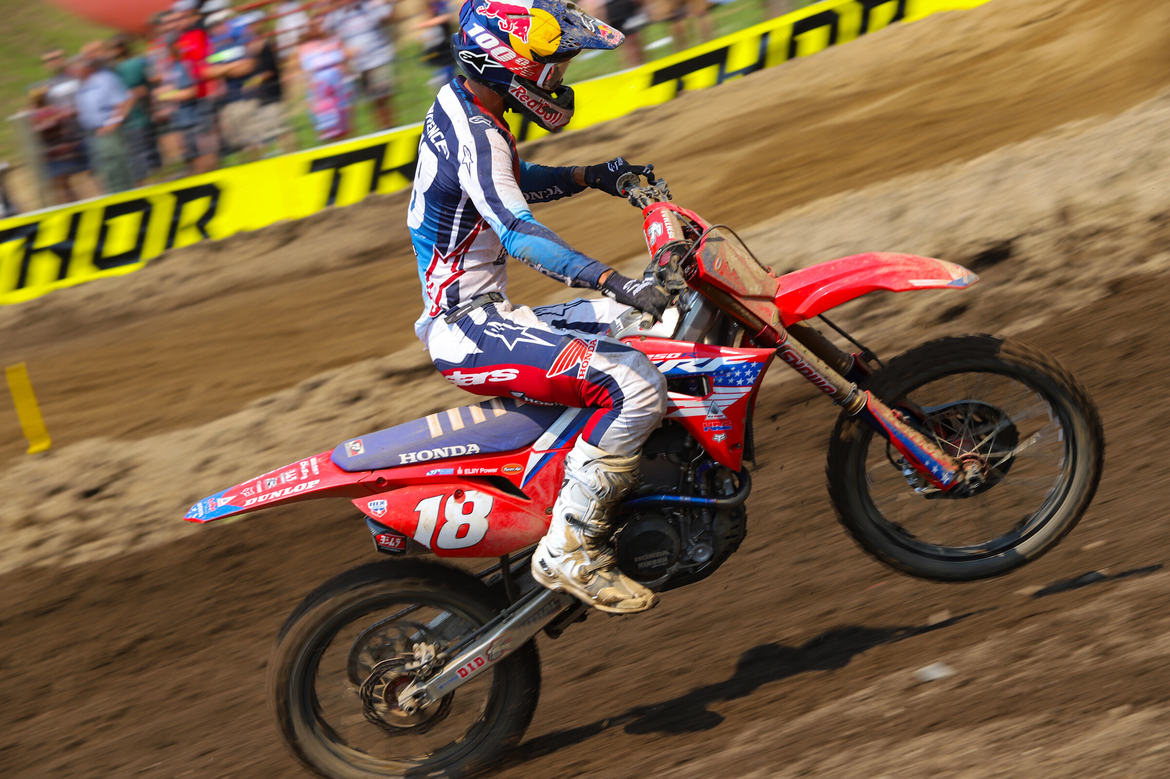 Lawrence charging through the pack in the second moto.