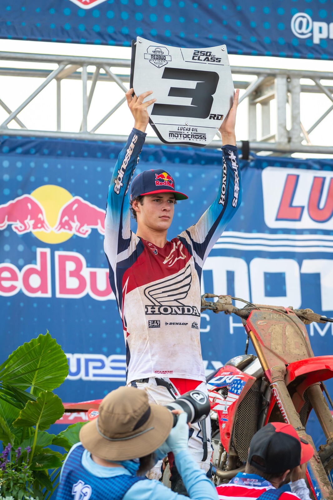 The salvage job in the second moto landed Jett Lawrence in third overall on the day as he continues to lead the 250 Class points standings through four rounds.